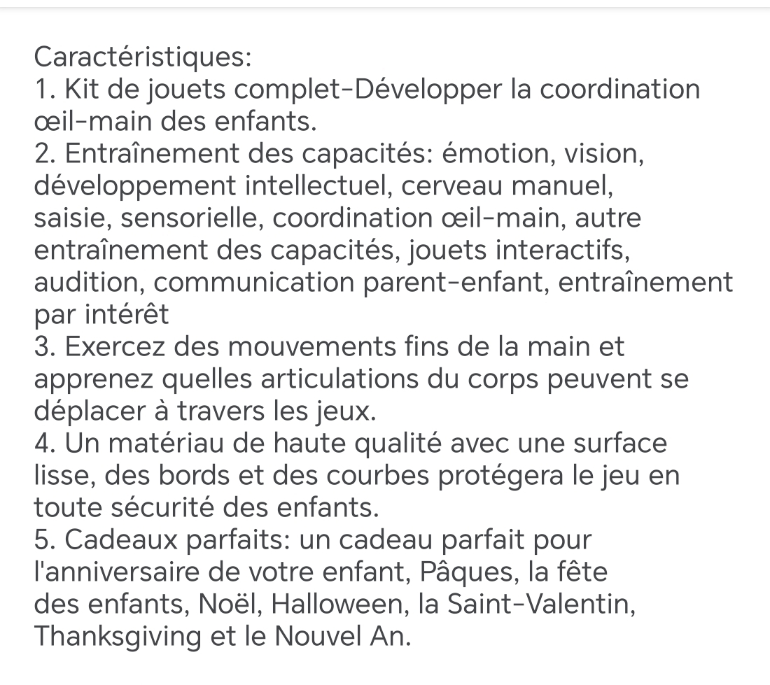 Superbe jeu pour développer différentes compétences chez l'enfant en utilisant le jeu