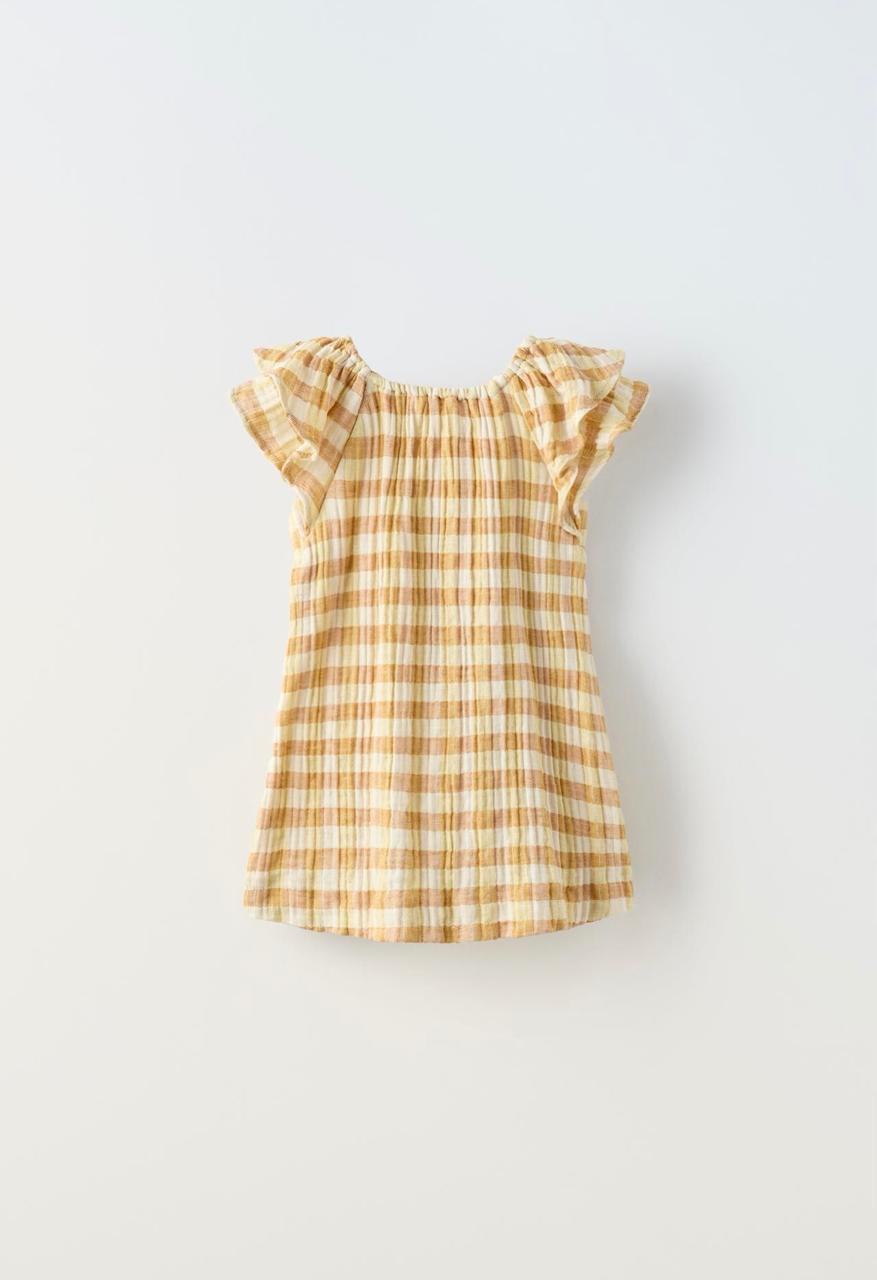 Robe ZARA texturée à carreaux 5-6 ans 116cm