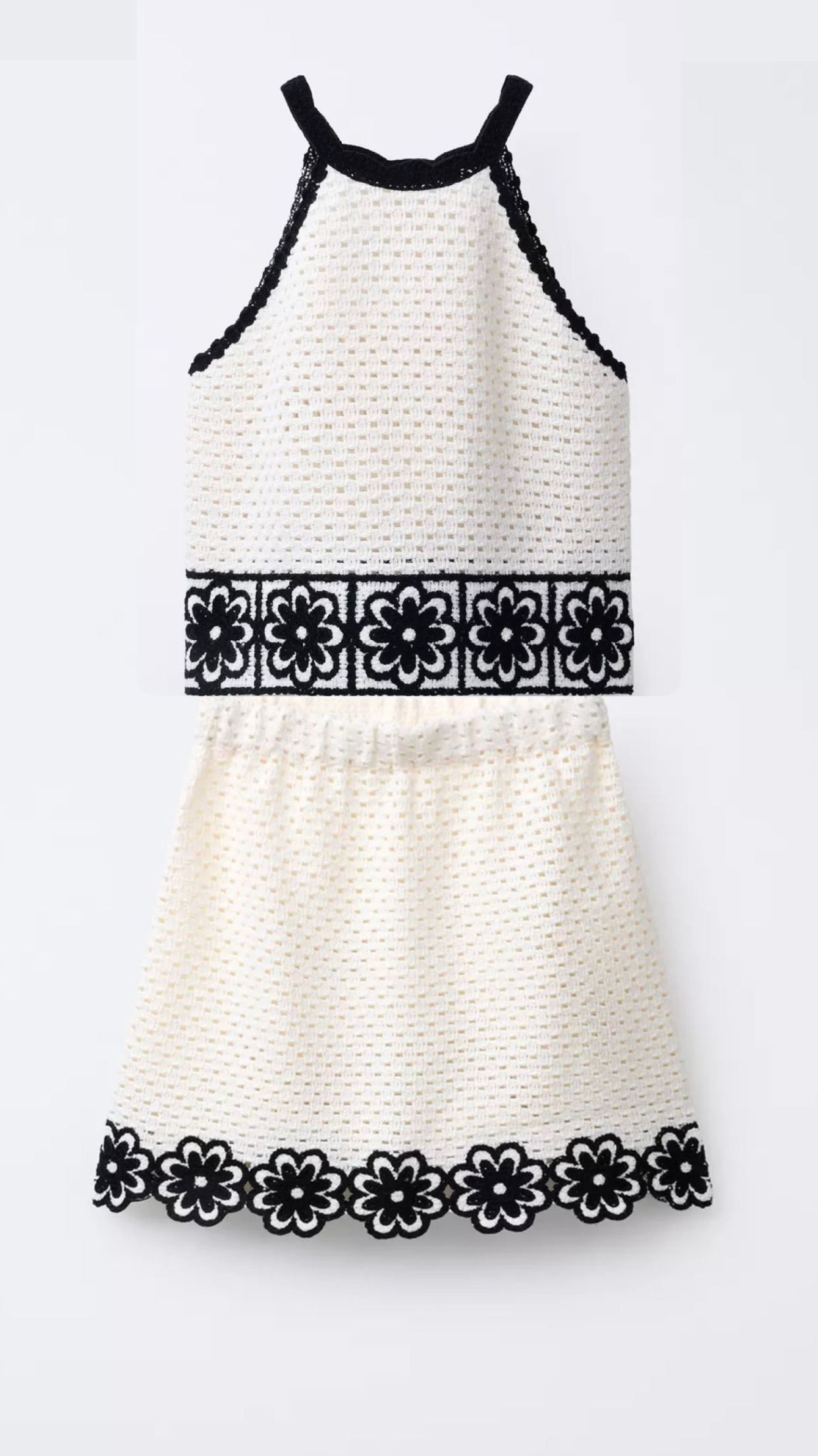 Tenue Aid ZARA en maille crochet fleurs 12-13 ans 156cm