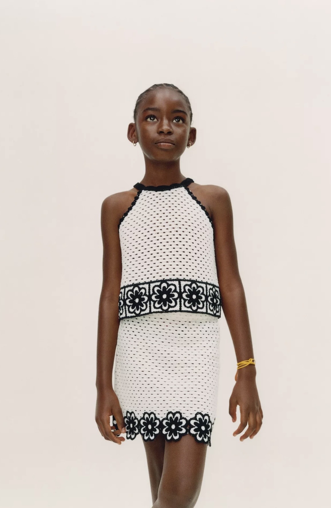 Tenue Aid ZARA en maille crochet fleurs 12-13 ans 156cm