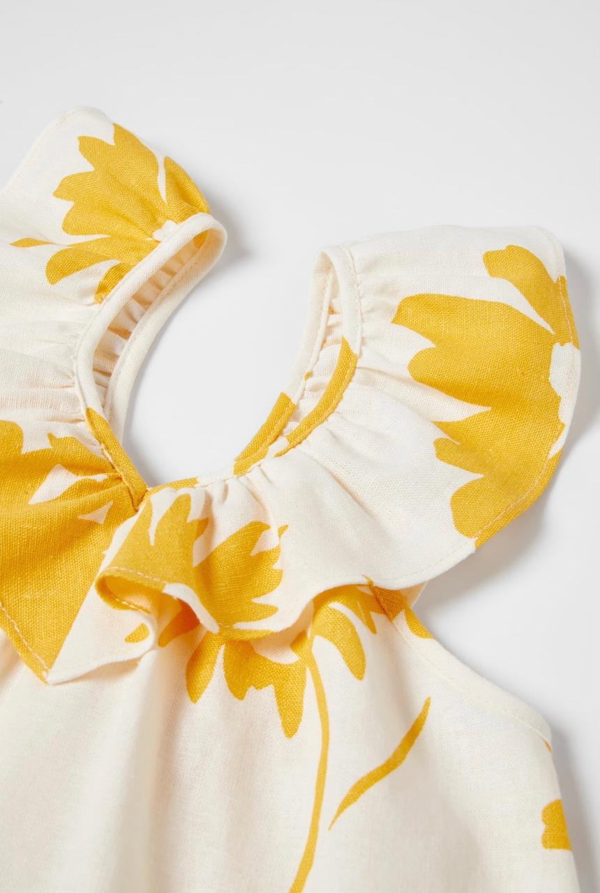 ROBE ZARA À FLEURS AVEC LIN 9-12 mois