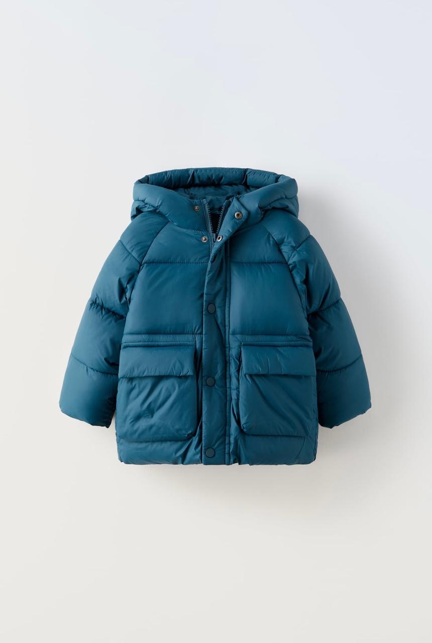 MANTEAU ZARA REMBOURRÉ IMPERMÉABLE À CAPUCHE 12-18 mois