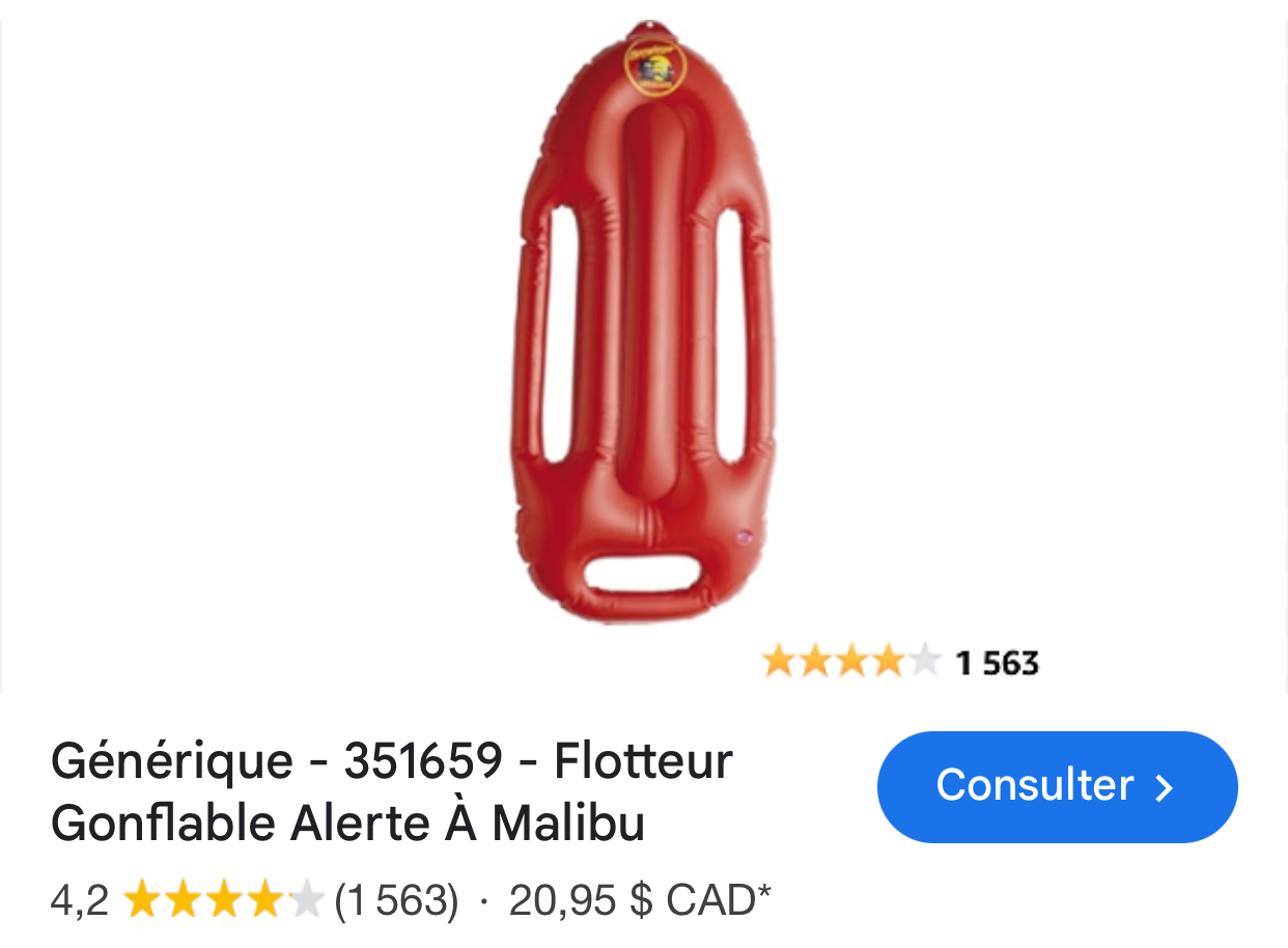 Bouée de Sauvetage Gonflable Malibu rouge Ref40