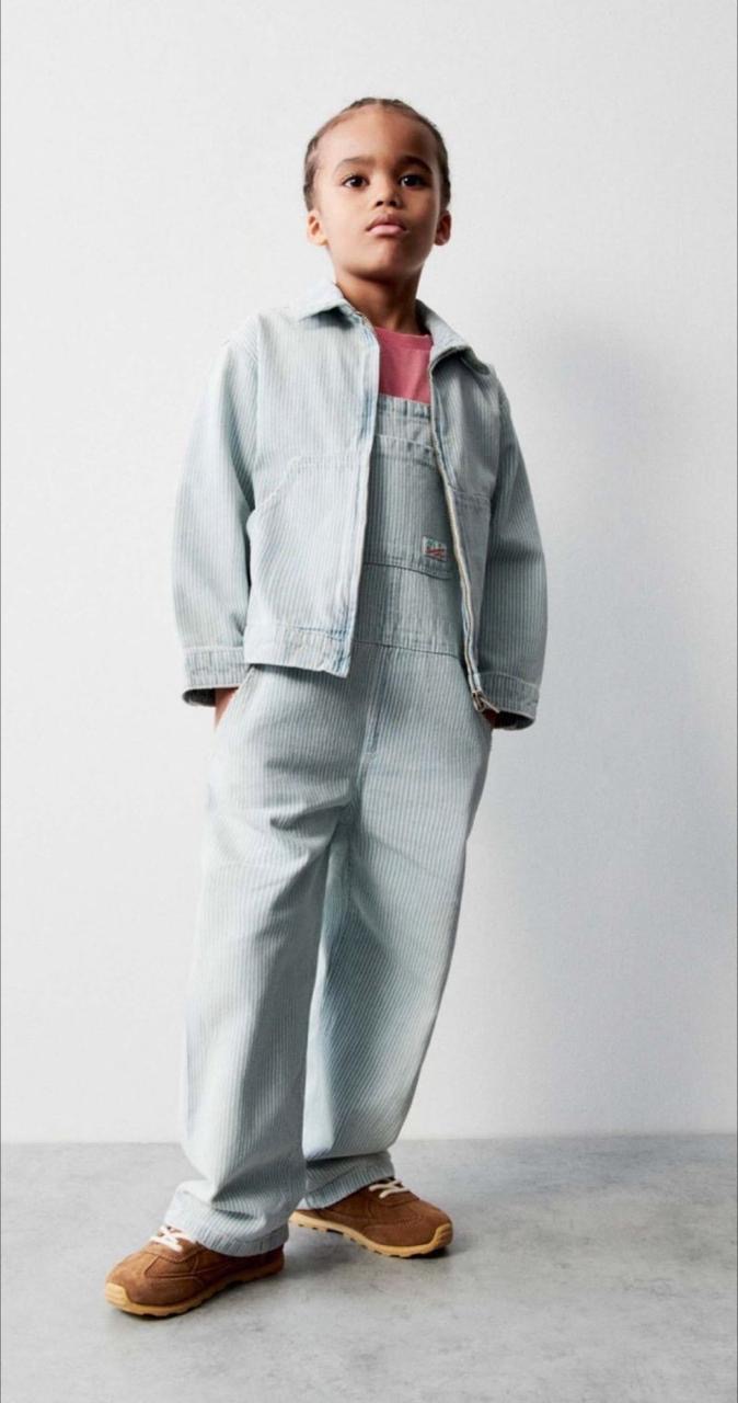 SALOPETTE ZARA EN DENIM À RAYURES 18 mois 86cm