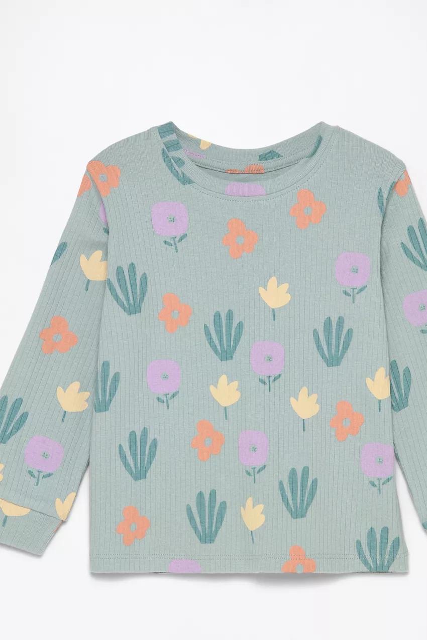 Pyjama lefties à fleurs côtelées en coton 3-4 ans