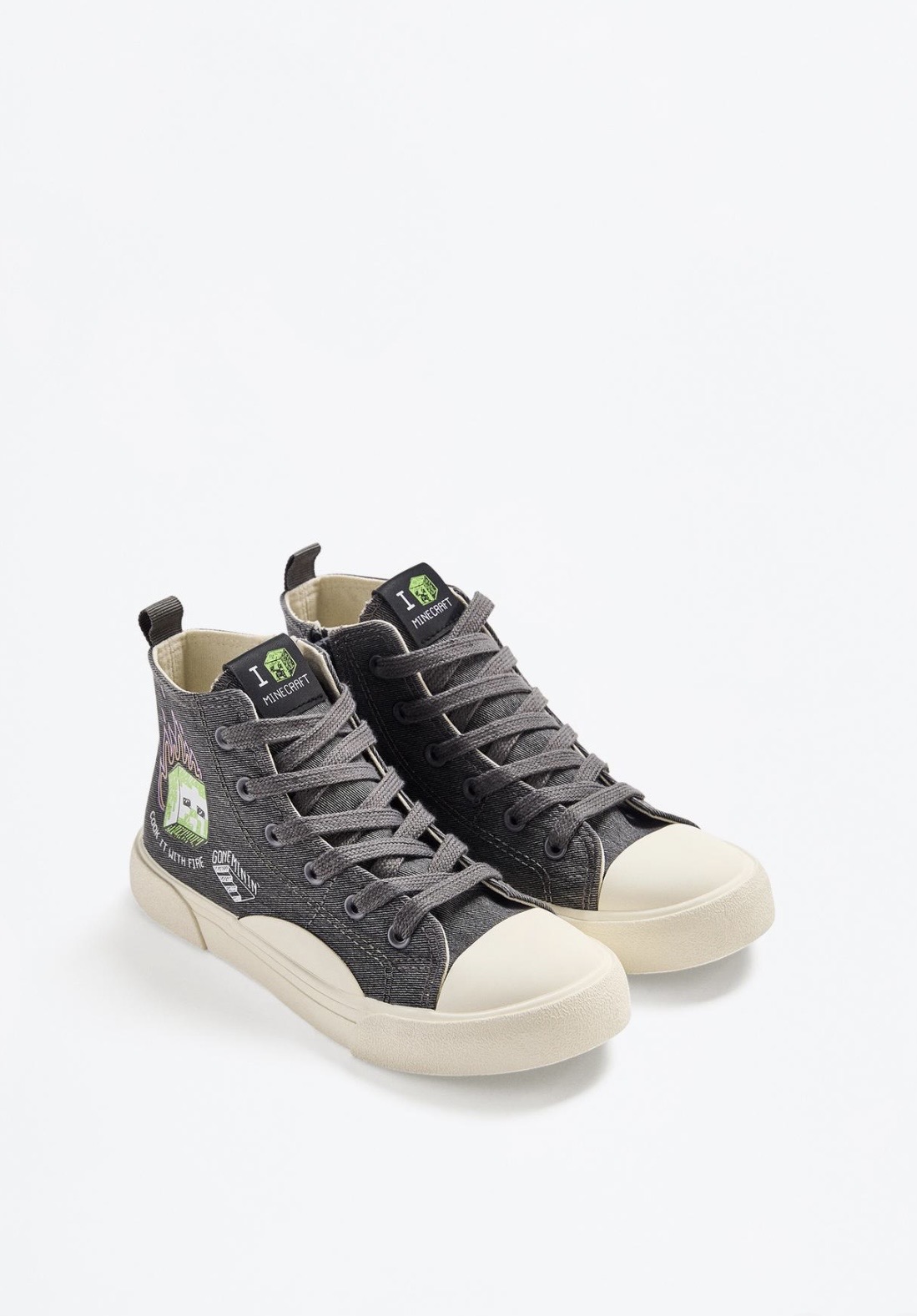 Baskets lefties montantes MINECRAFT style converse pointure 28