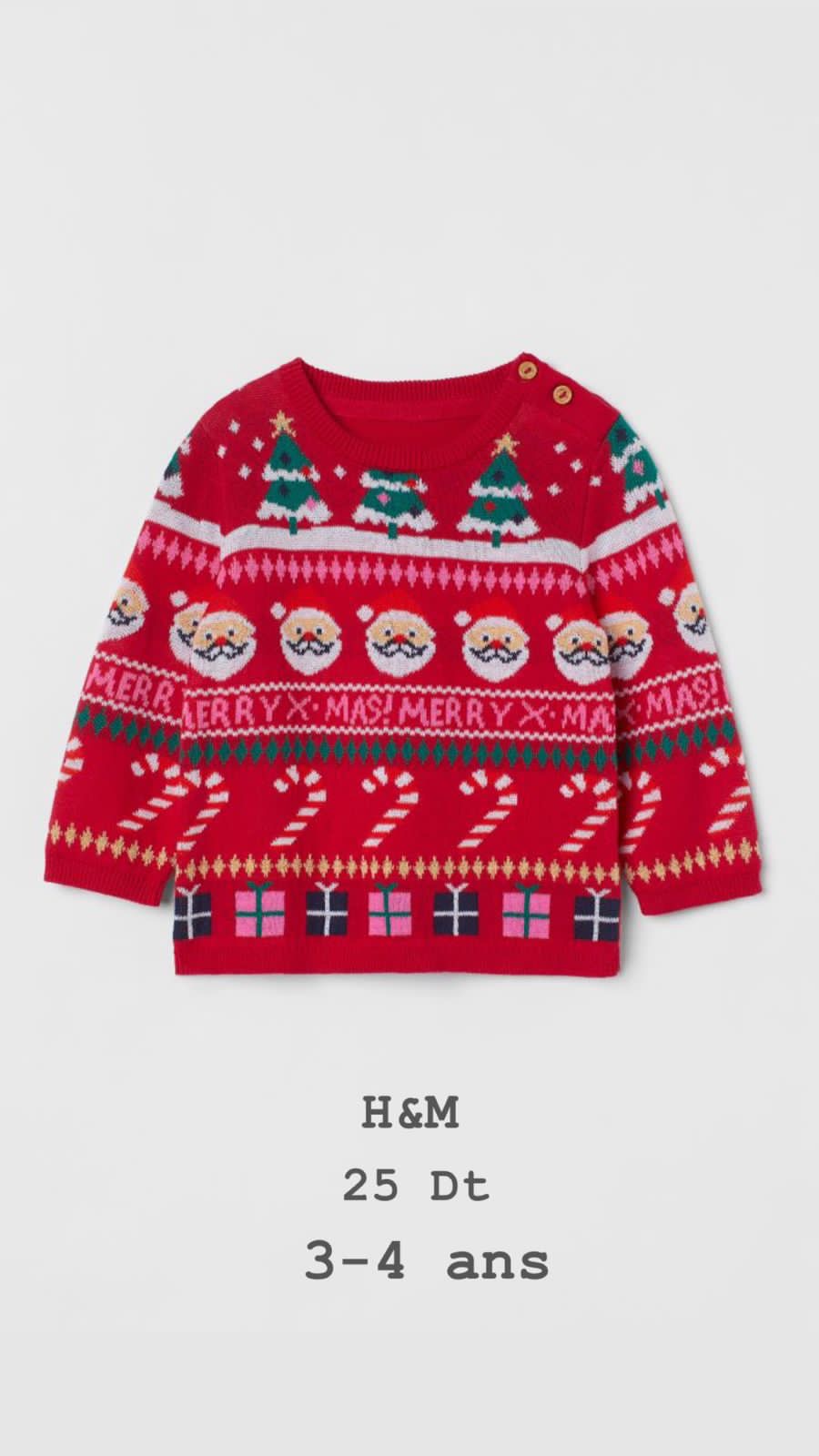 Pull h&m Noël Santa Christmas réveillon 3-4 ans Ref100