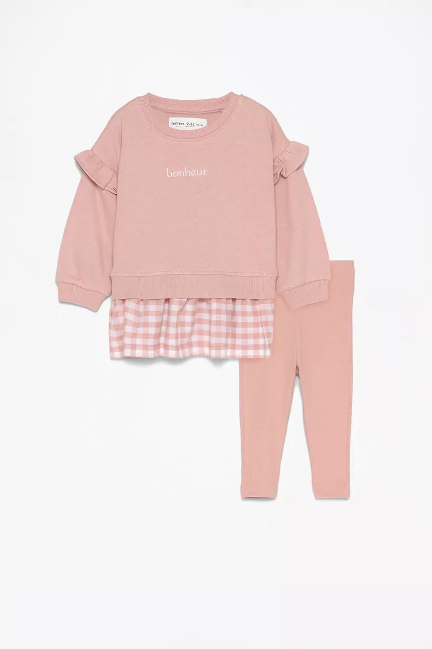 Ensemble tenue Lefties Sweat molletonné gratté ourlet en popeline et leggings côtelés 9-12 mois 80cm