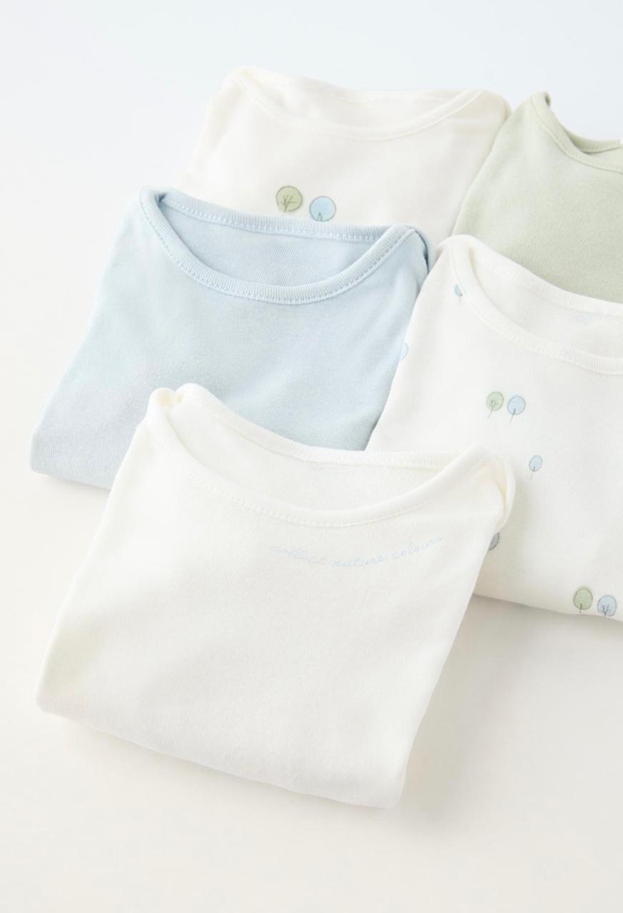 Lot de 5 bodys ZARA à col rond et manches longues 1-3 mois
