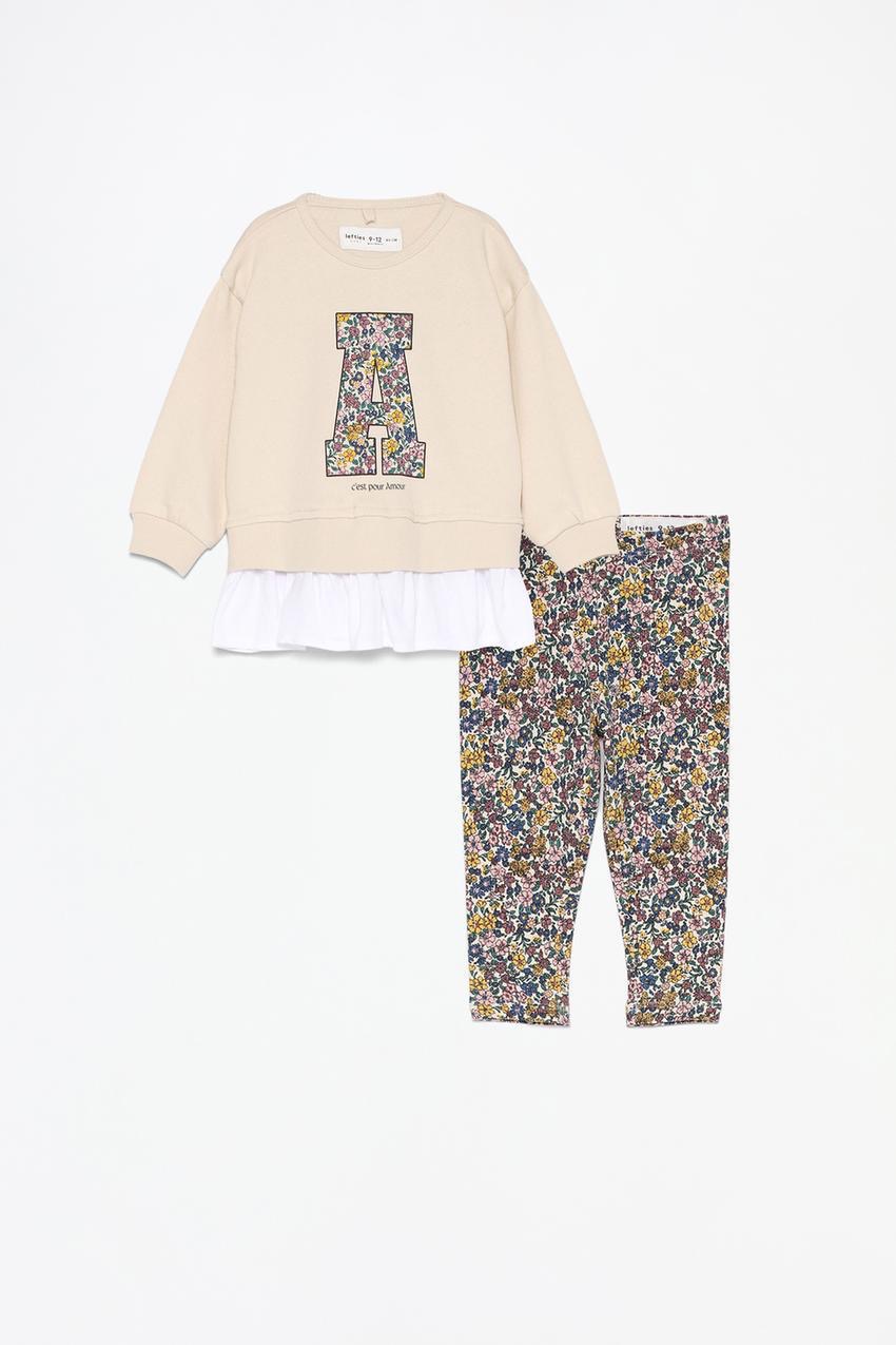 Ensemble tenue Lefties Sweat molletonné gratté ourlet en popeline et leggings côtelés 9-12 mois 80cm