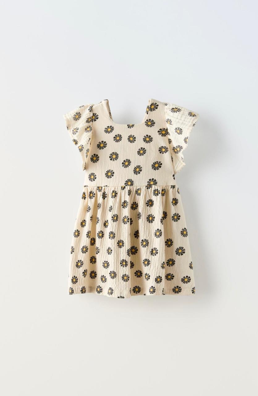 Robe ZARA à texture et fleurs 6 ans 116cm