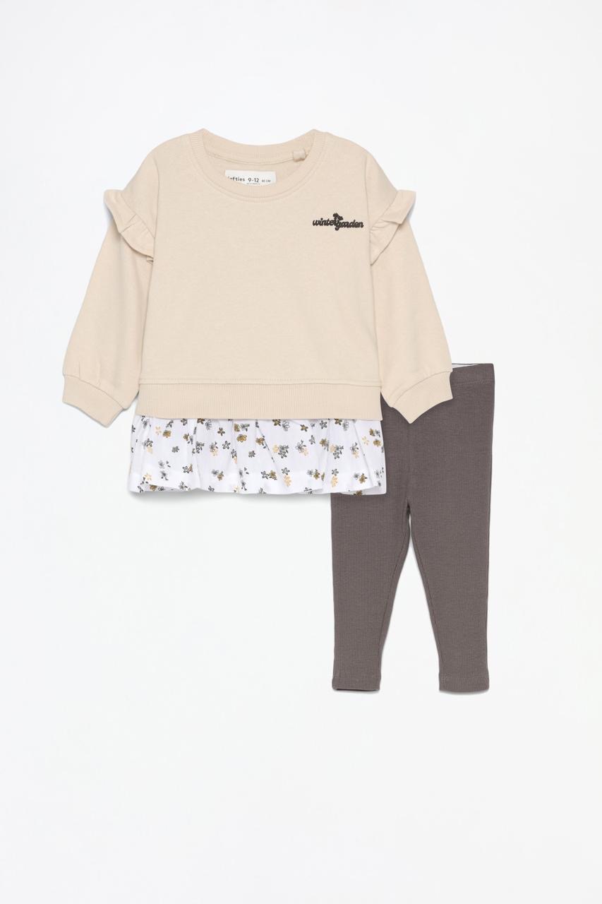 Ensemble tenue Lefties Sweat molletonné gratté ourlet en popeline et leggings côtelés 9-12 mois 80cm
