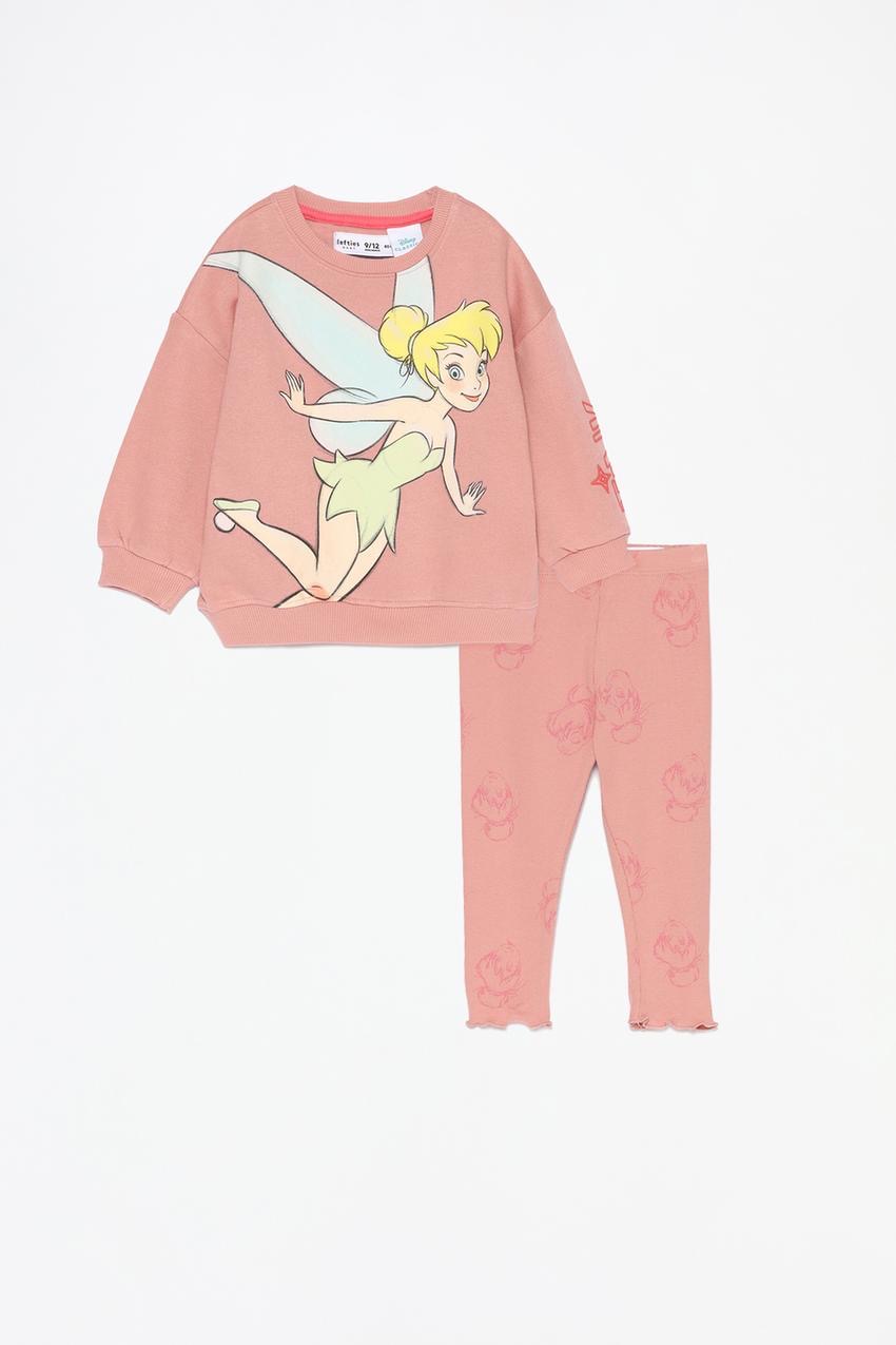 Ensemble tenue Lefties Tinker Bell Disney Sweat molletonné gratté et leggings côtelés 6-9 mois 74cm