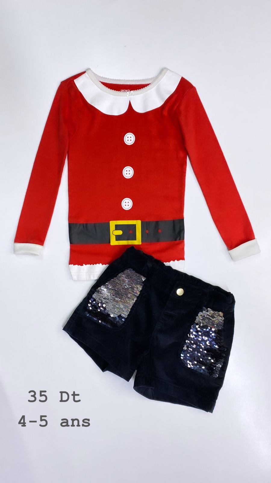 Tenue Noël Santa Christmas réveillon 4-5 ans pull ref25 short ref17