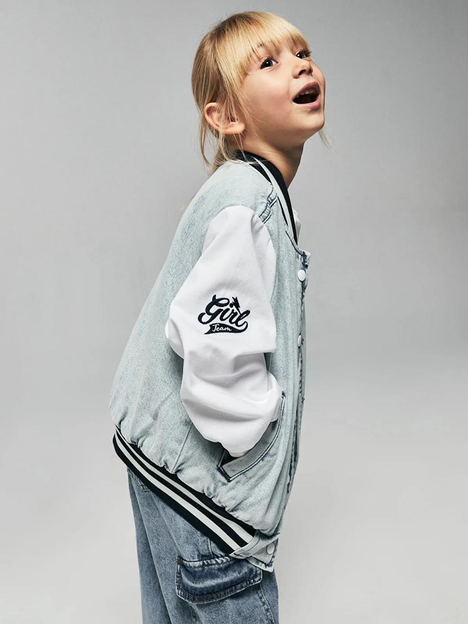VESTE BLOUSON Lc Waikiki GIRL STYLE UNIVERSITAIRE AVEC RAYURES 6-7 ans