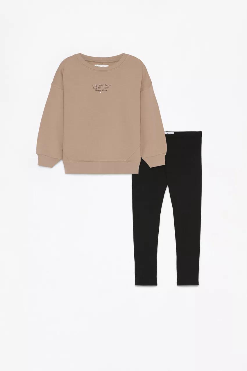 Ensemble tenue Lefties Cherry Sweat long en molleton gratté avec legging côtelé 7-8 ans 128cm