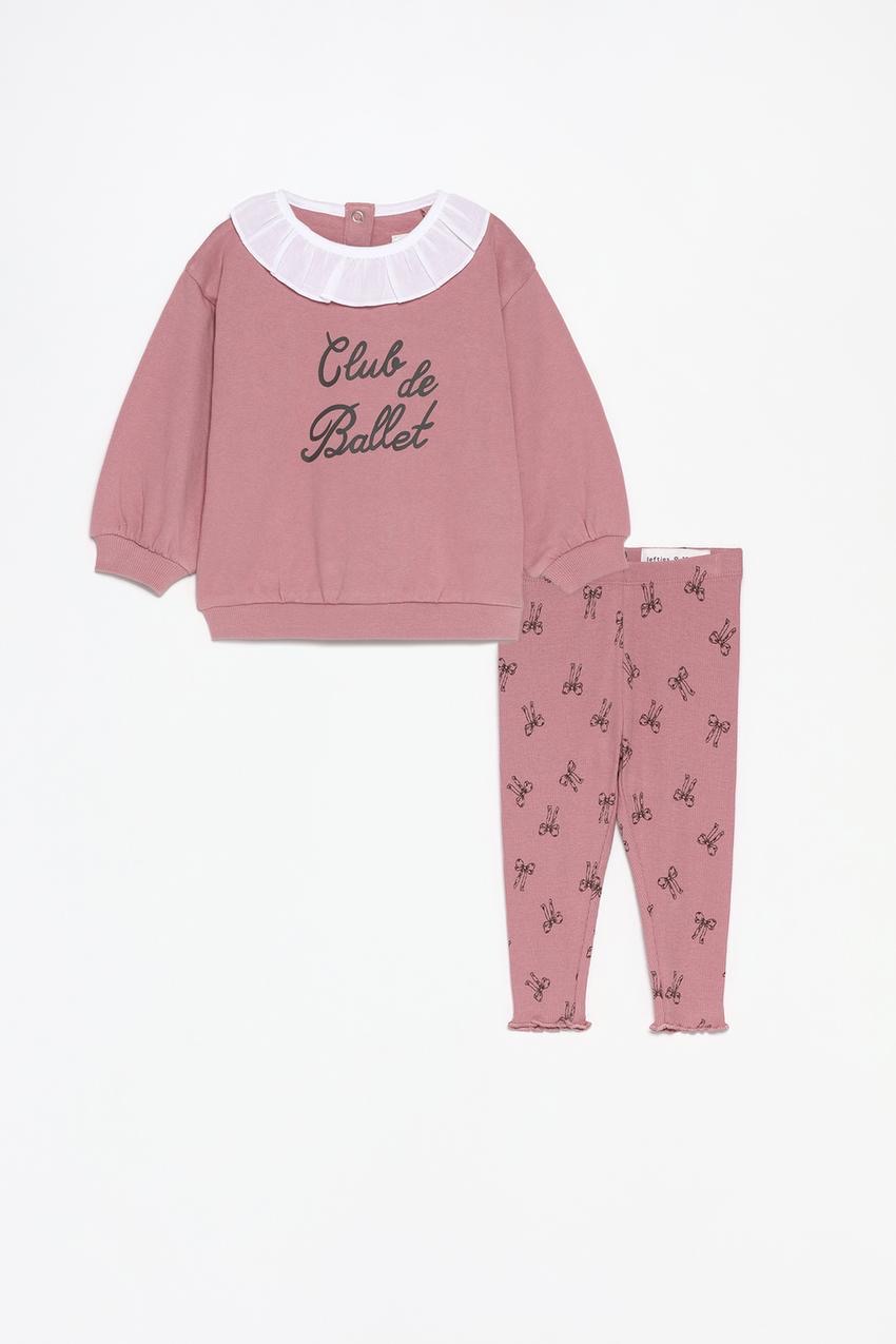 Ensemble tenue Lefties Sweat molletonné gratté col en popeline et leggings côtelés 6-9 mois 74cm