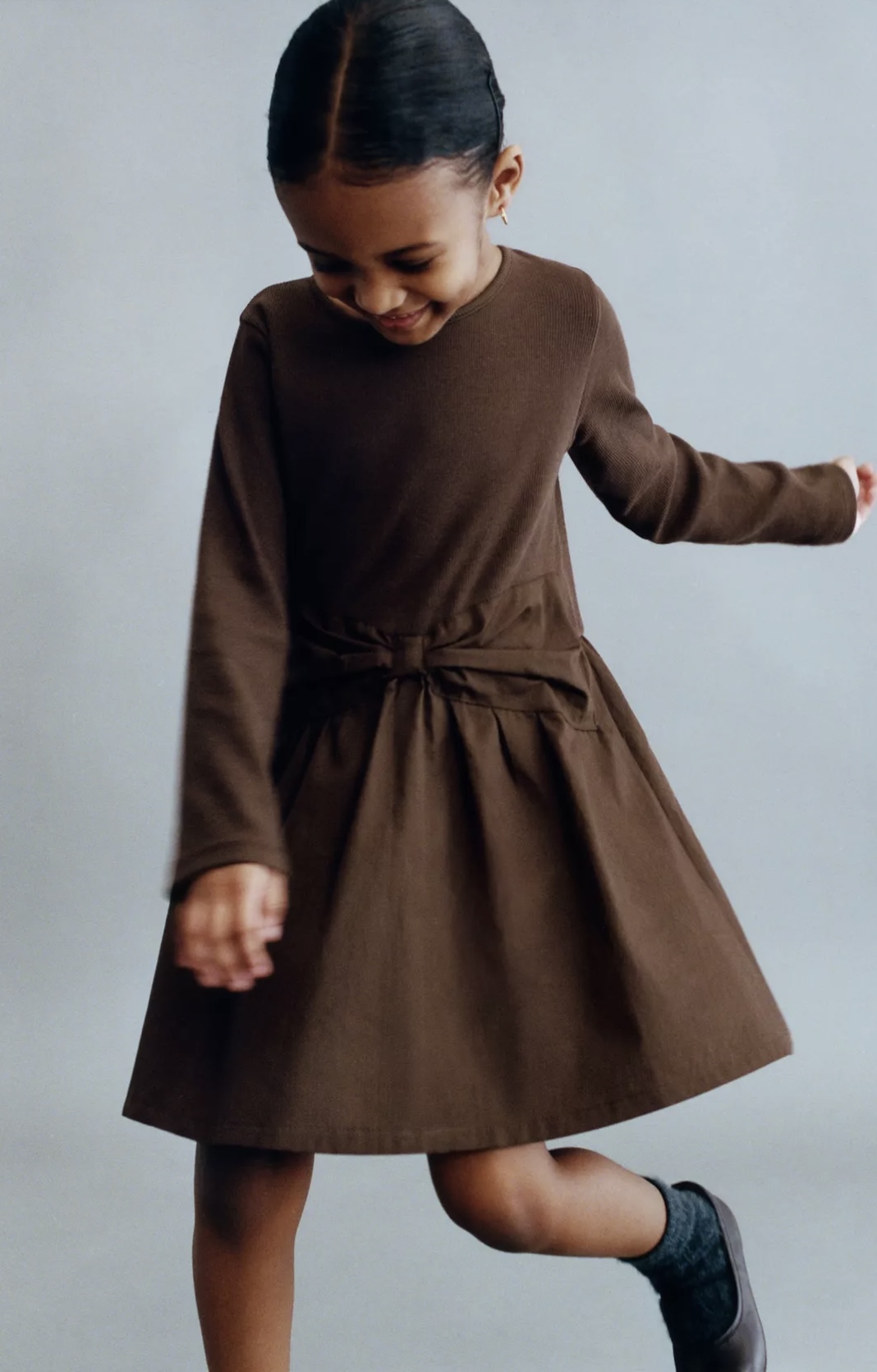 Robe ZARA côtelée bimatière avec noeud 18 mois 86cm