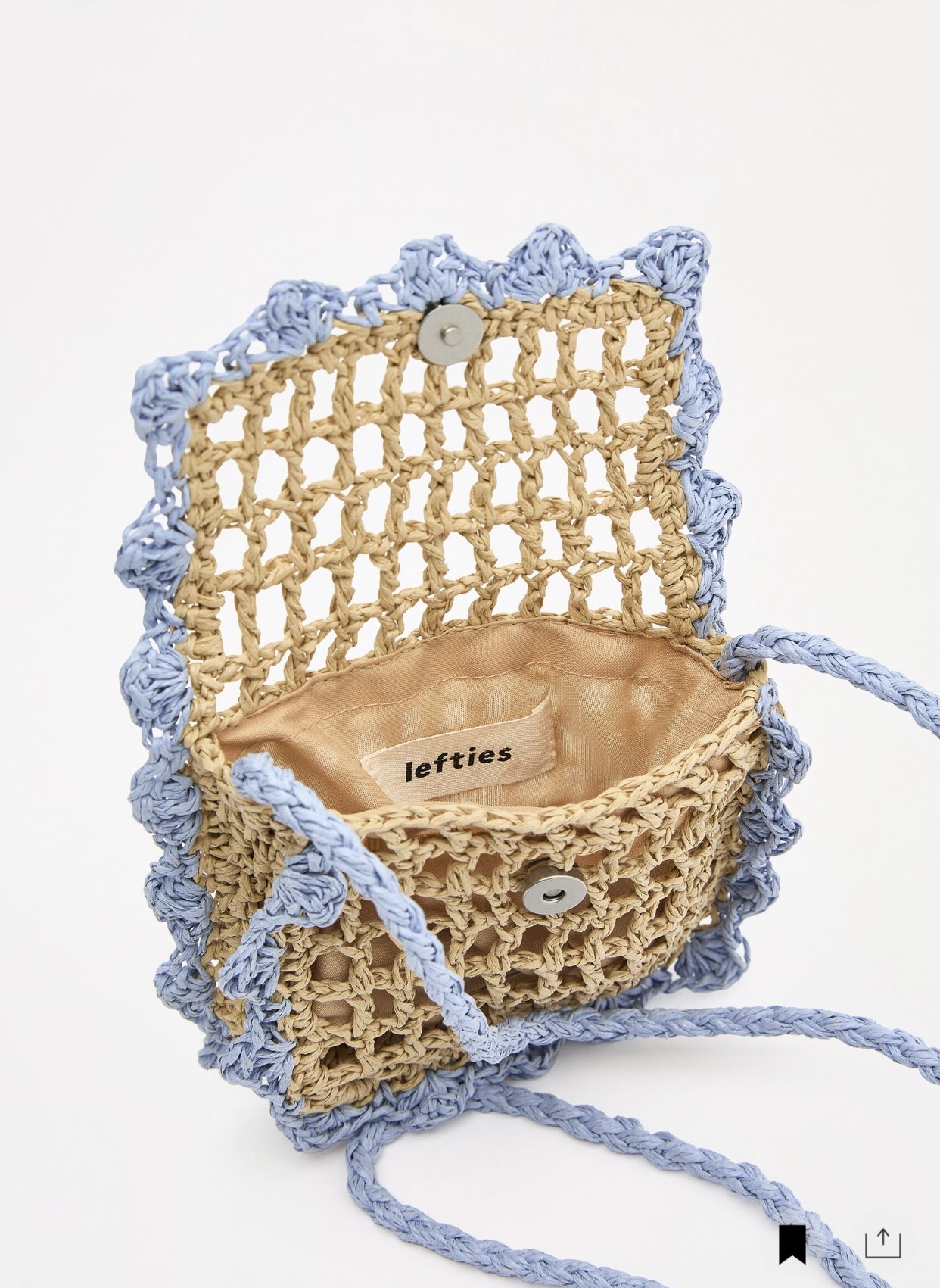 Sac Lefties à bandoulière rafia Height × Length × Width: 13 × 15 × 1 cm.