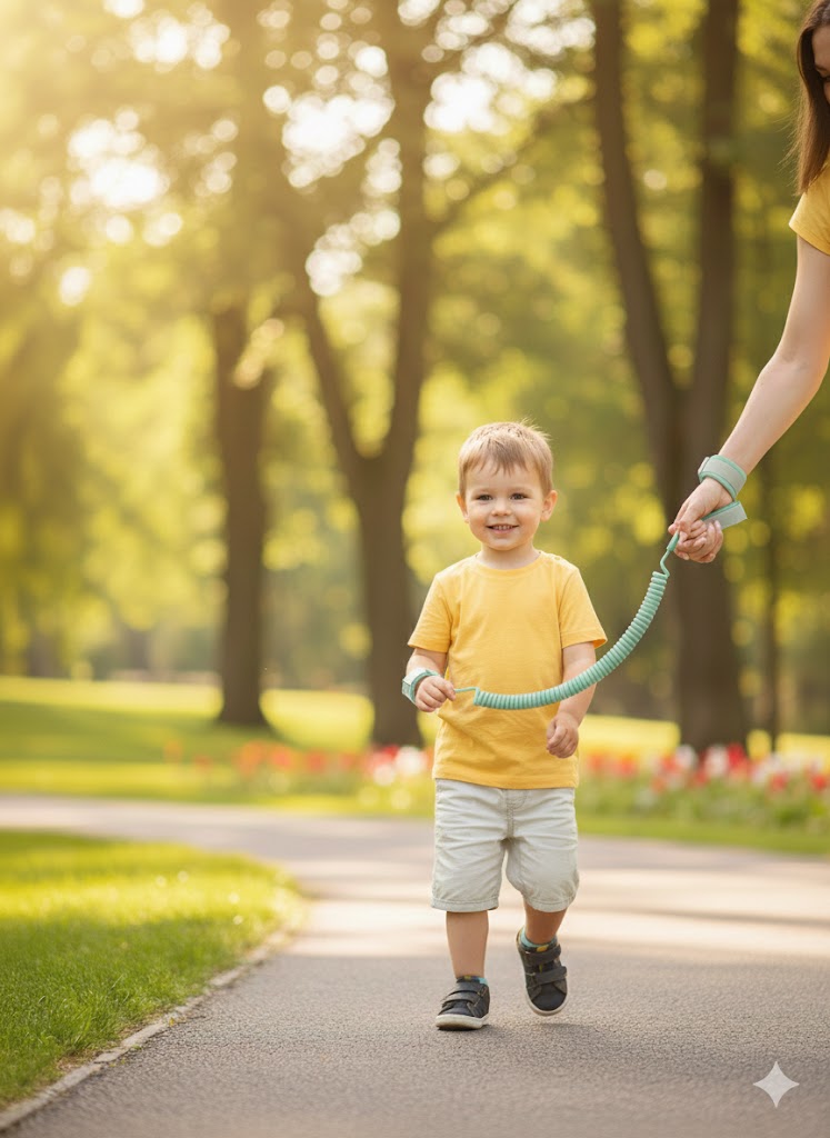 Bracelet Anti Perte sécurité Laisse Enfant vert d’eau Poignet de 1.5 mètre Harnais de Sécurité