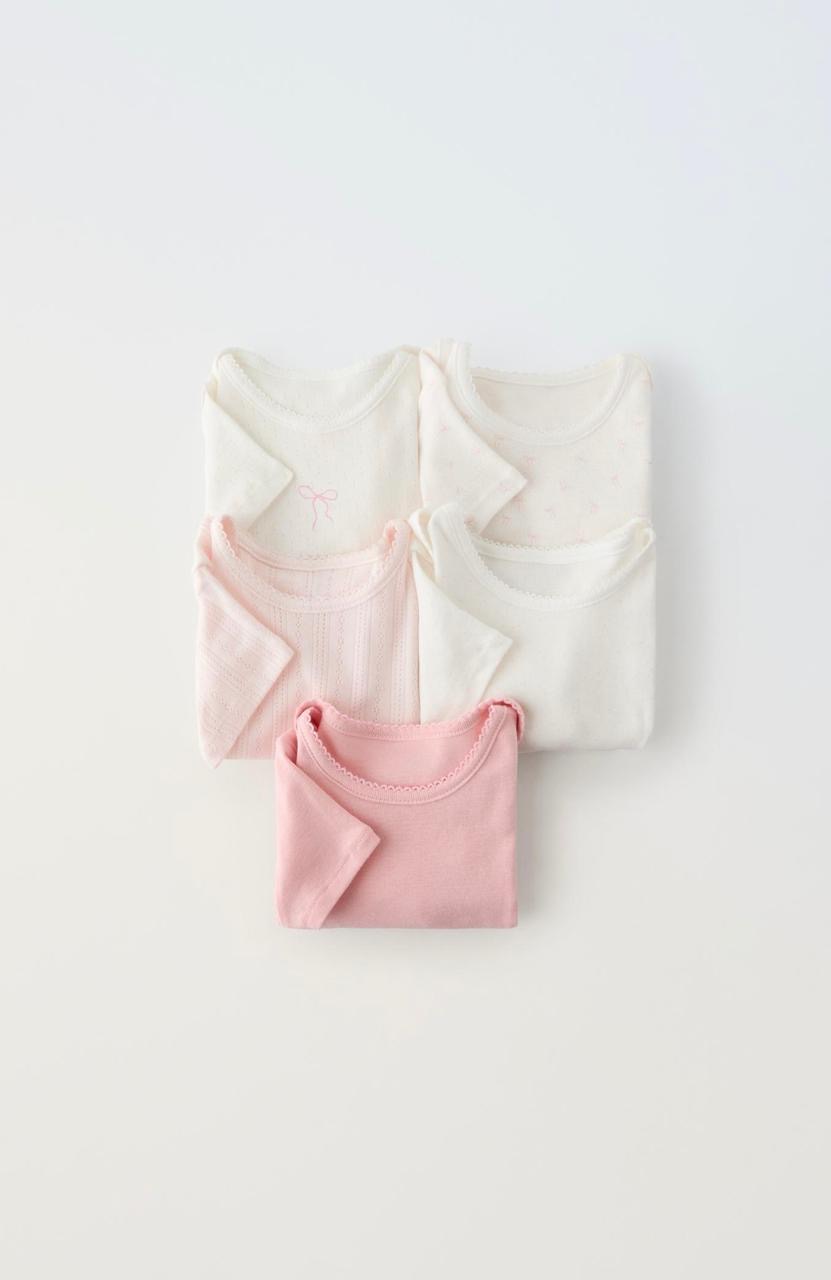 Lot de 5 bodys ZARA à col rond et manches courtes 2-3 ans