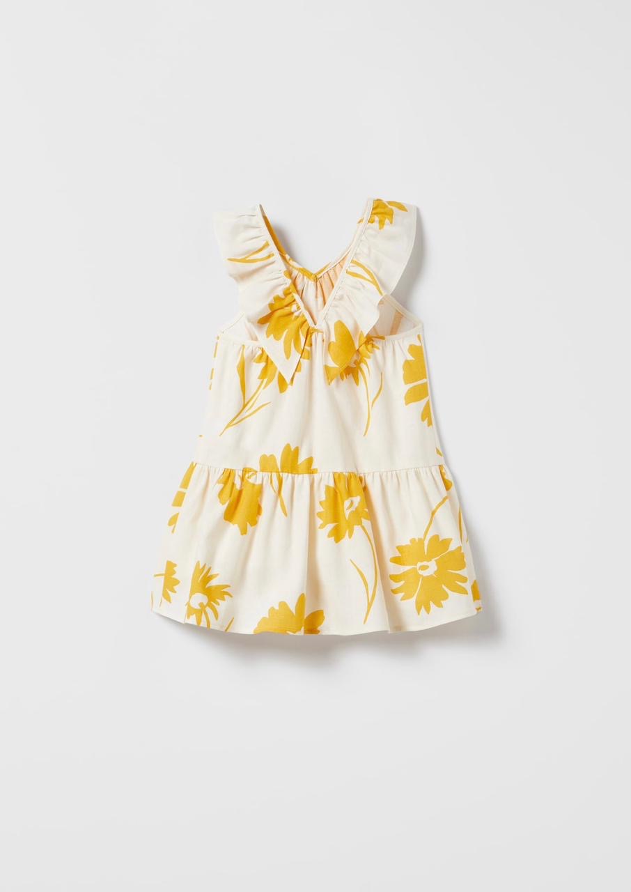 ROBE ZARA À FLEURS AVEC LIN 9-12 mois