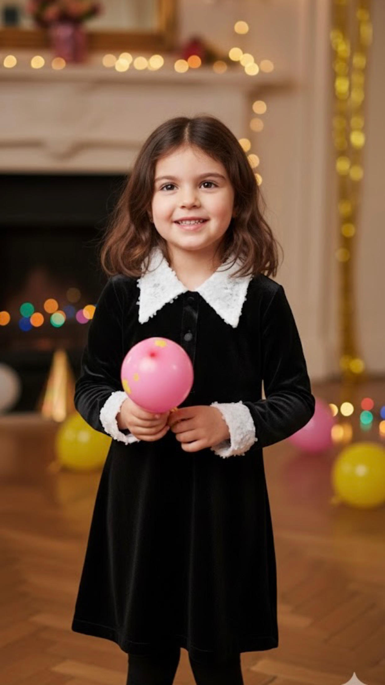 Robe ZARA en velours col à fleurs 5-7 ans 116-120cm