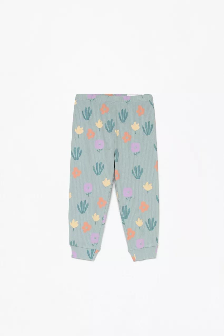 Pyjama lefties à fleurs côtelées en coton 3-4 ans