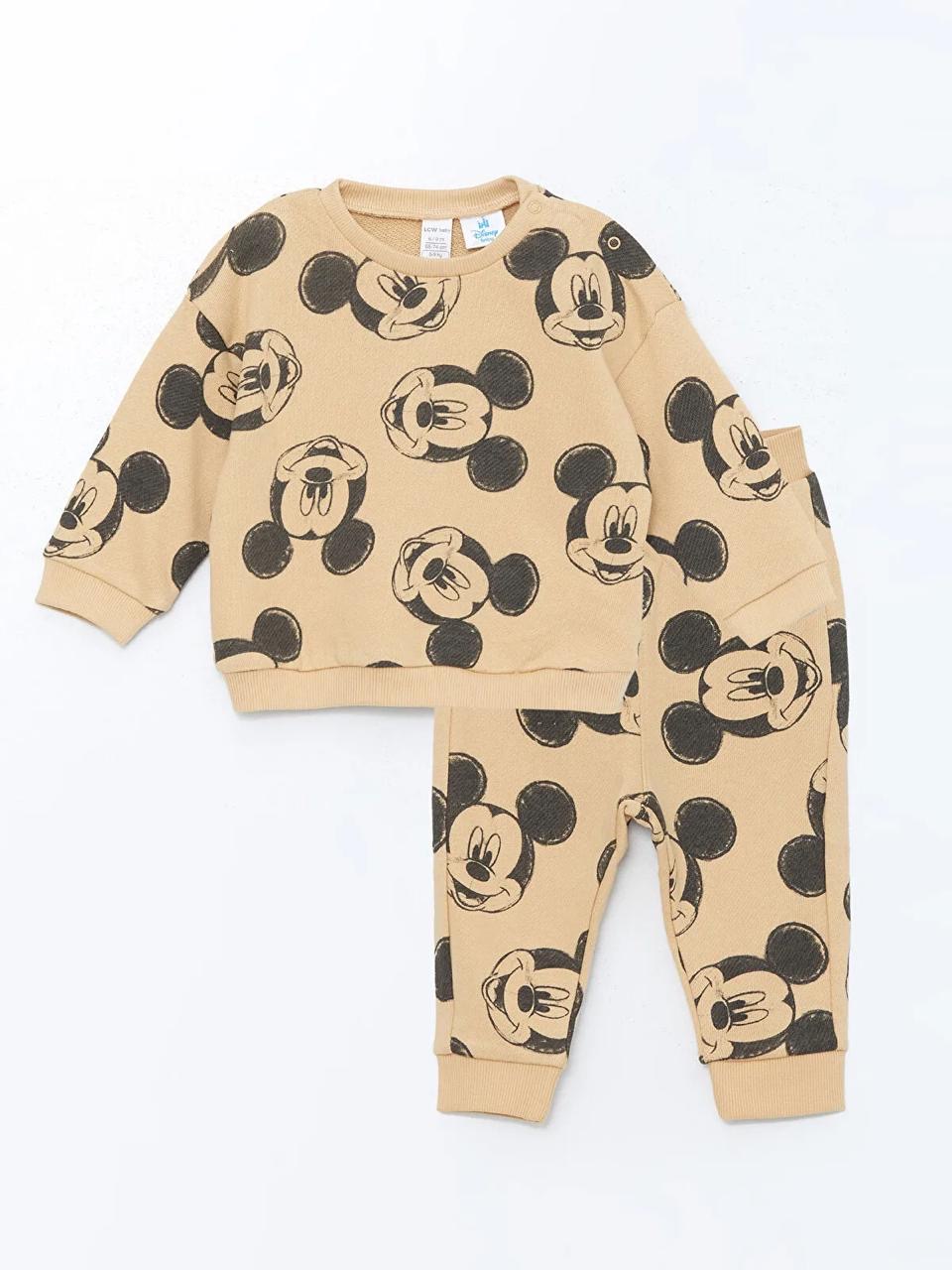 Ensemble tenue Lc Waikiki Mickey Mouse Disney sweat et pantalon jogger molletonné non gratté 3-6 mois