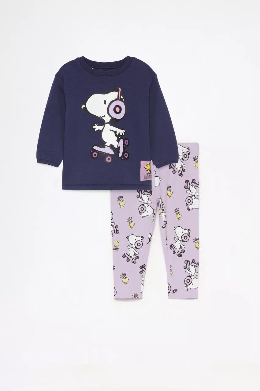 Ensemble tenue Lefties Snoopy Peanuts Sweat molletonné gratté et leggings 2-3 ans