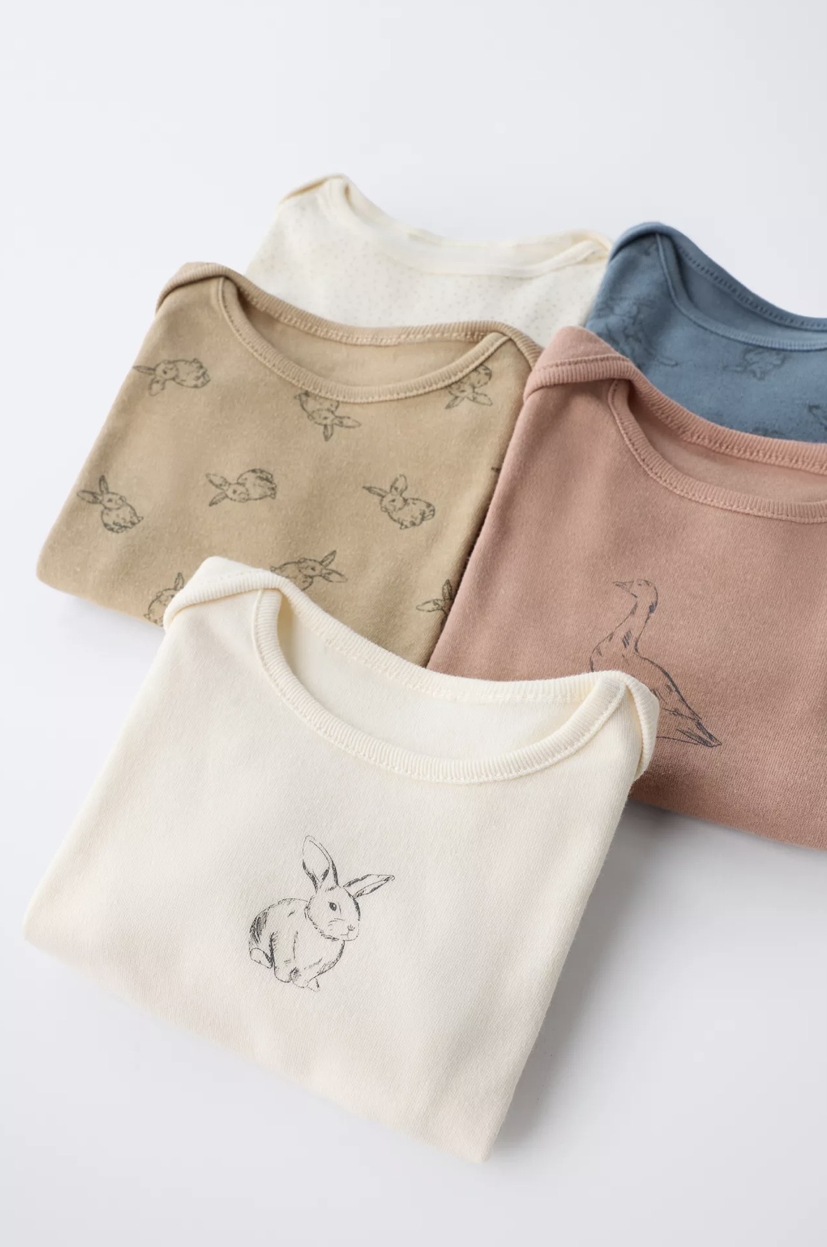 Lot de 5 bodys ZARA à col rond et manches longues 2-3 ans 98cm