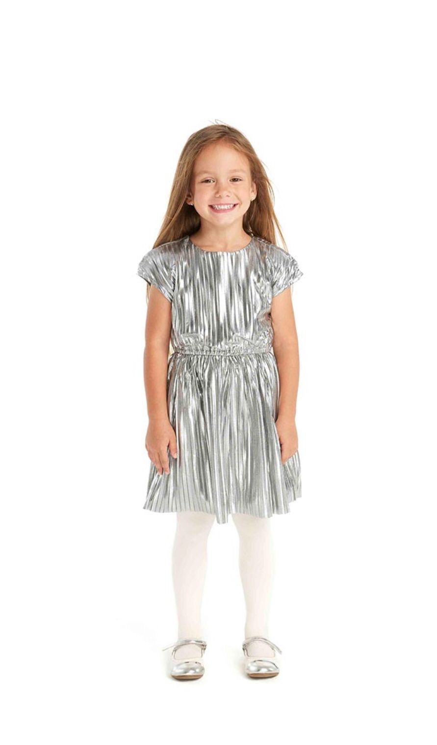 Robe ZARA plissée irisée argentée 2 ans 92cm