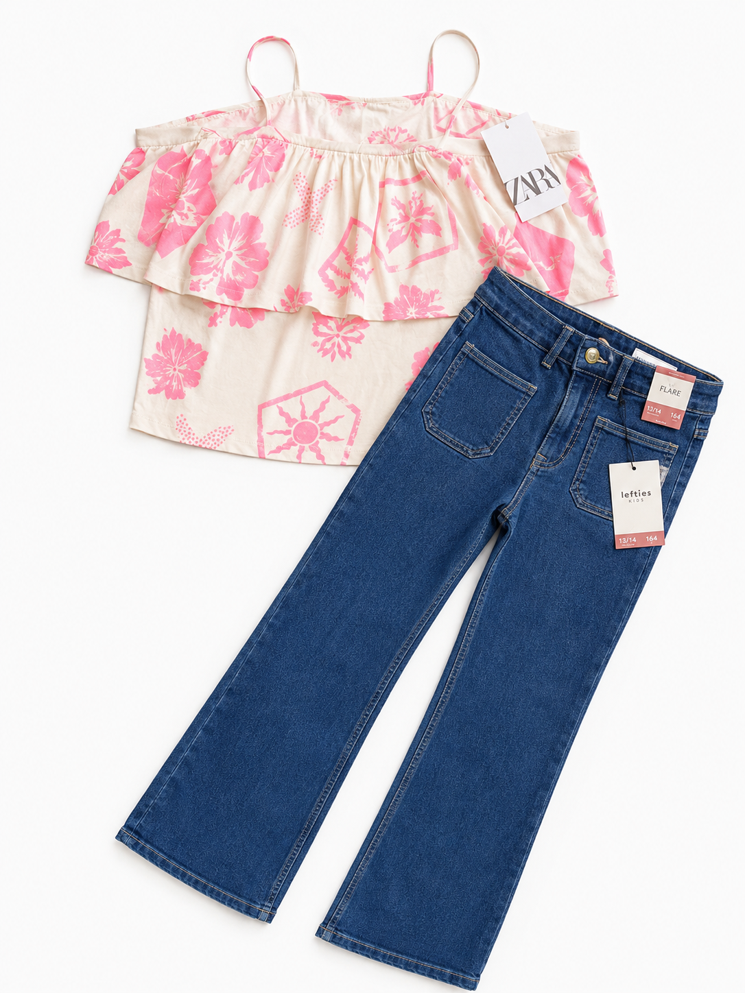 Tenue Aid 13-14 ans 164cm haut ZARA pantalon Flare Lefties