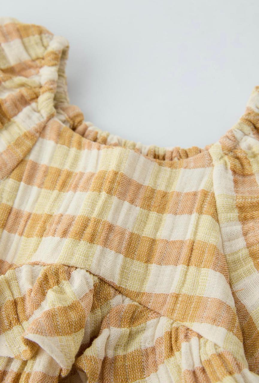 Robe ZARA texturée à carreaux 5-6 ans 116cm