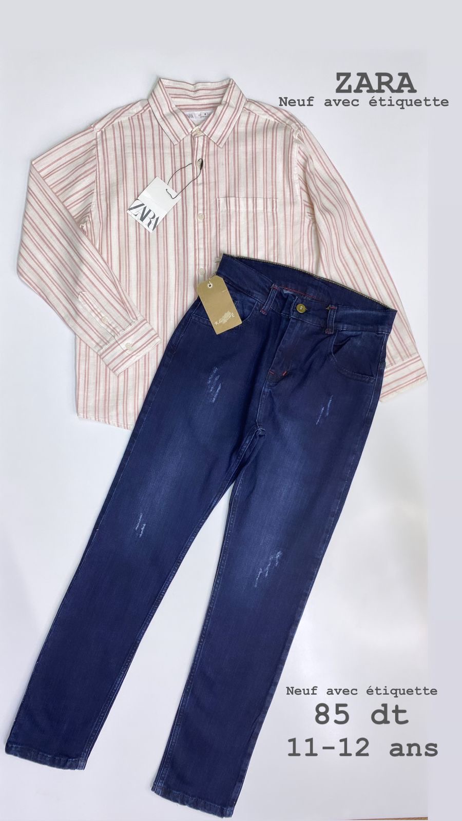 Tenue Aid 11-12 ans jean et chemise ZARA neuf avec étiquette