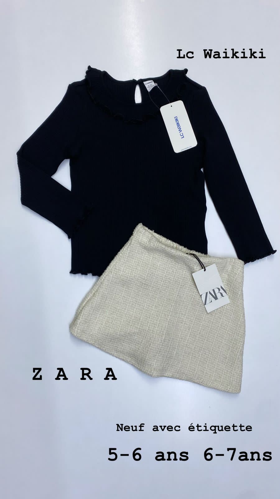 Tenue Aid 5-6 ans haut Lc Waikiki jupe ZARA