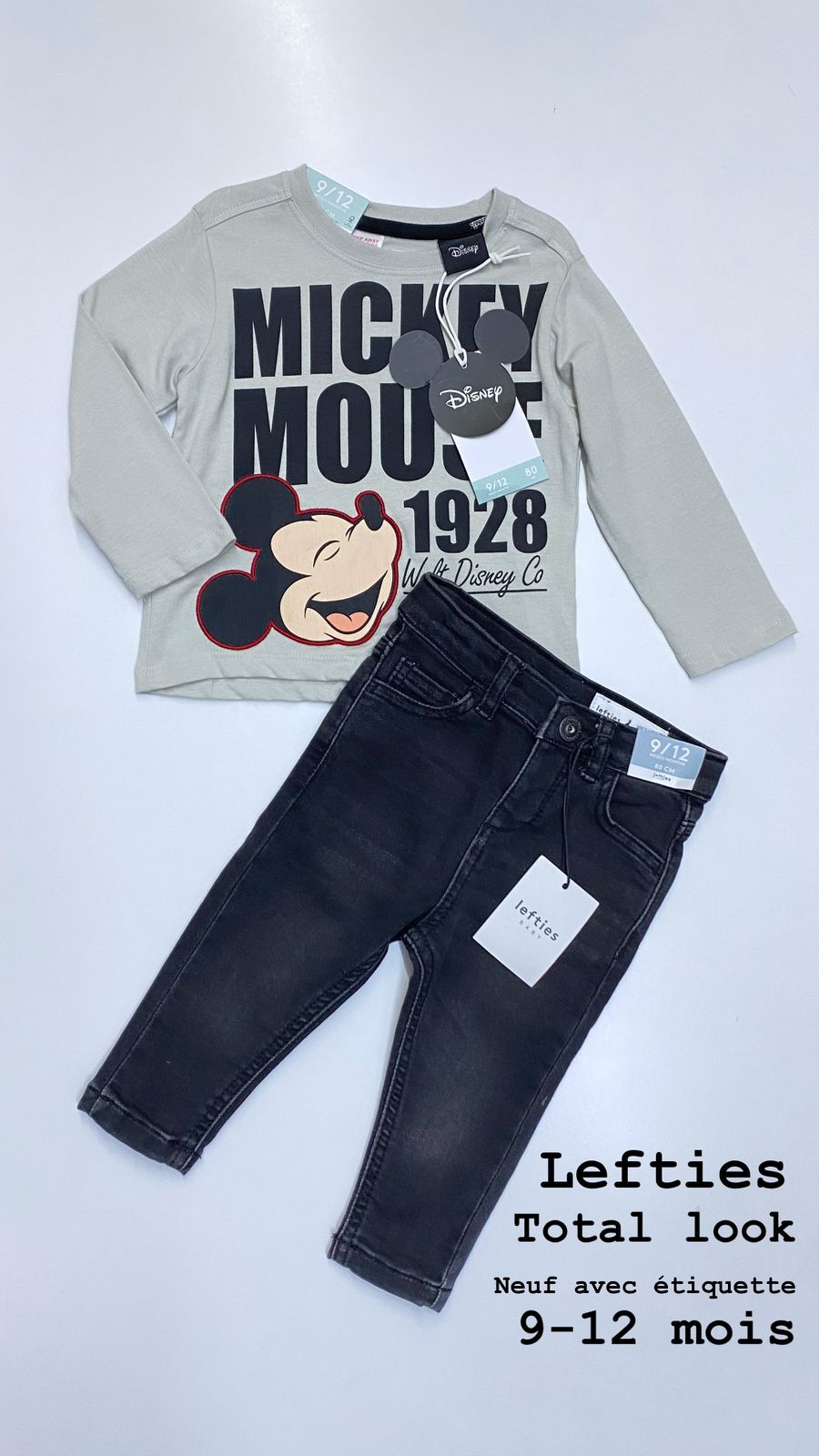 Tenue aid total look lefties Mickey Mouse Disney 9-12 mois