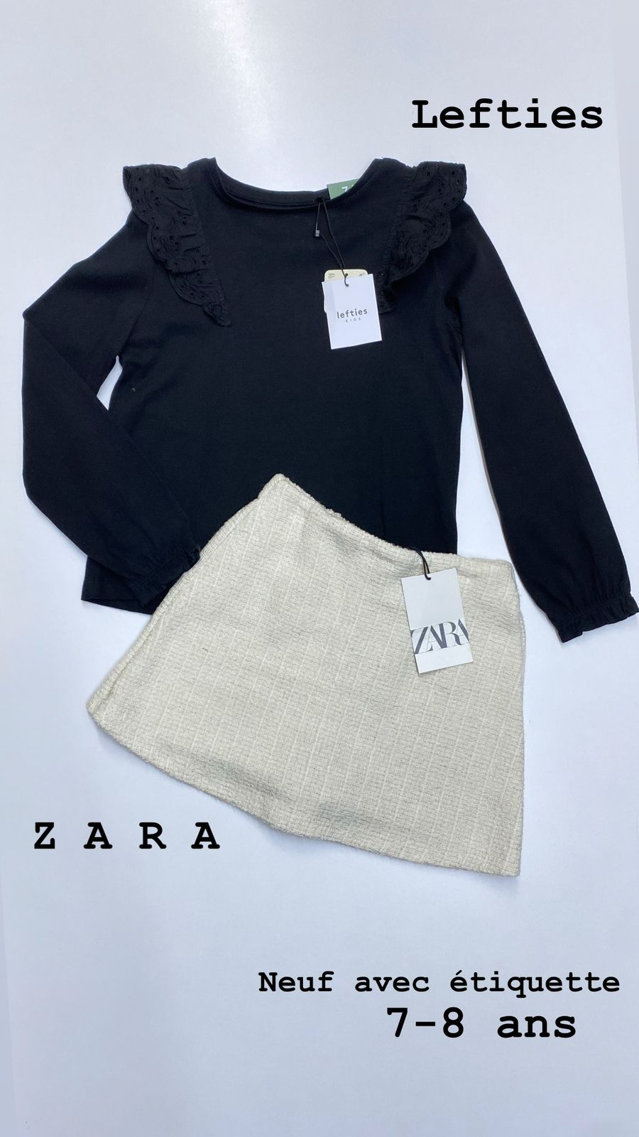 Tenue Aid 7-8 ans haut Lefties jupe short ZARA