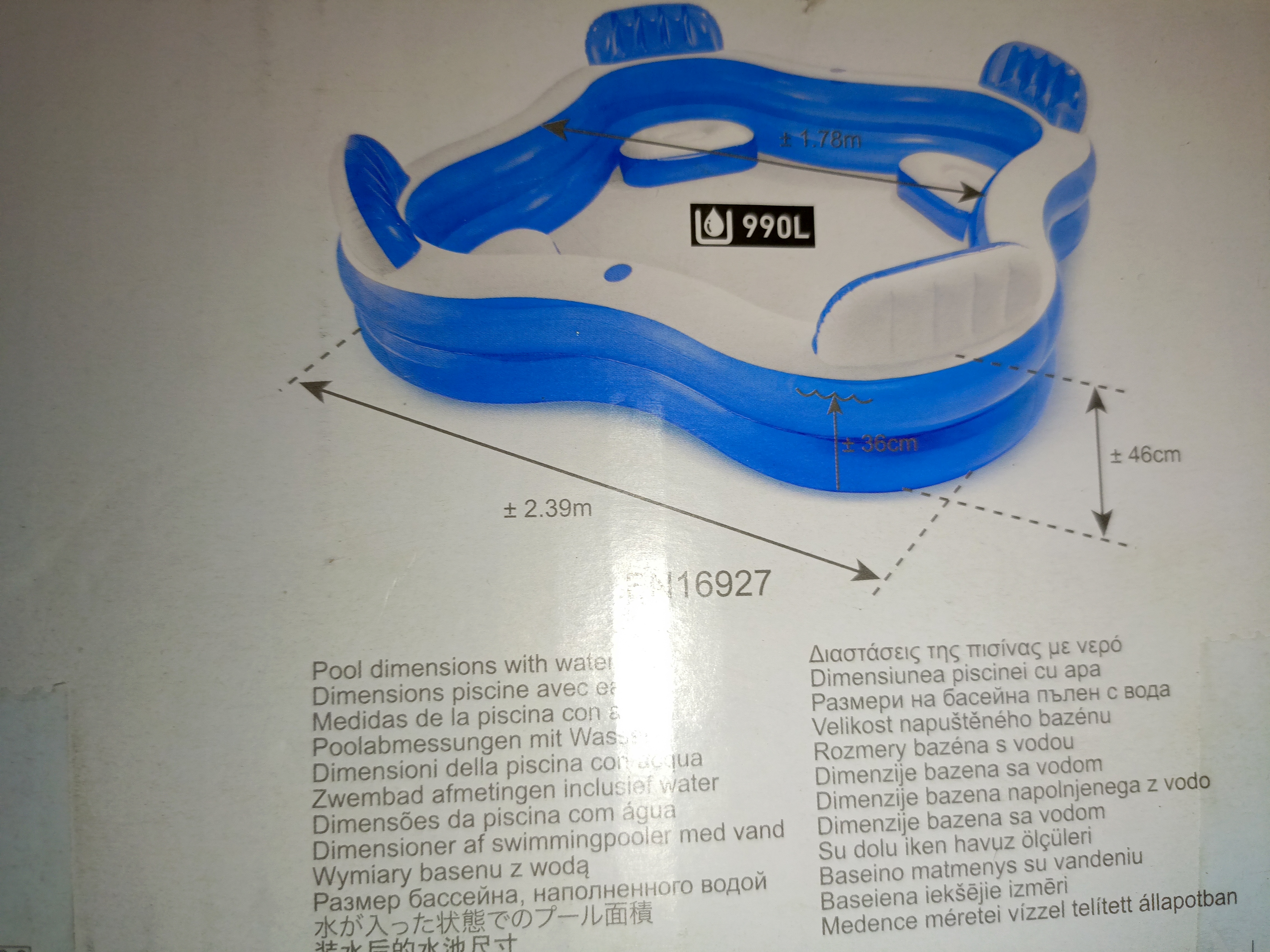 Piscine gonflable intex  990 Litres