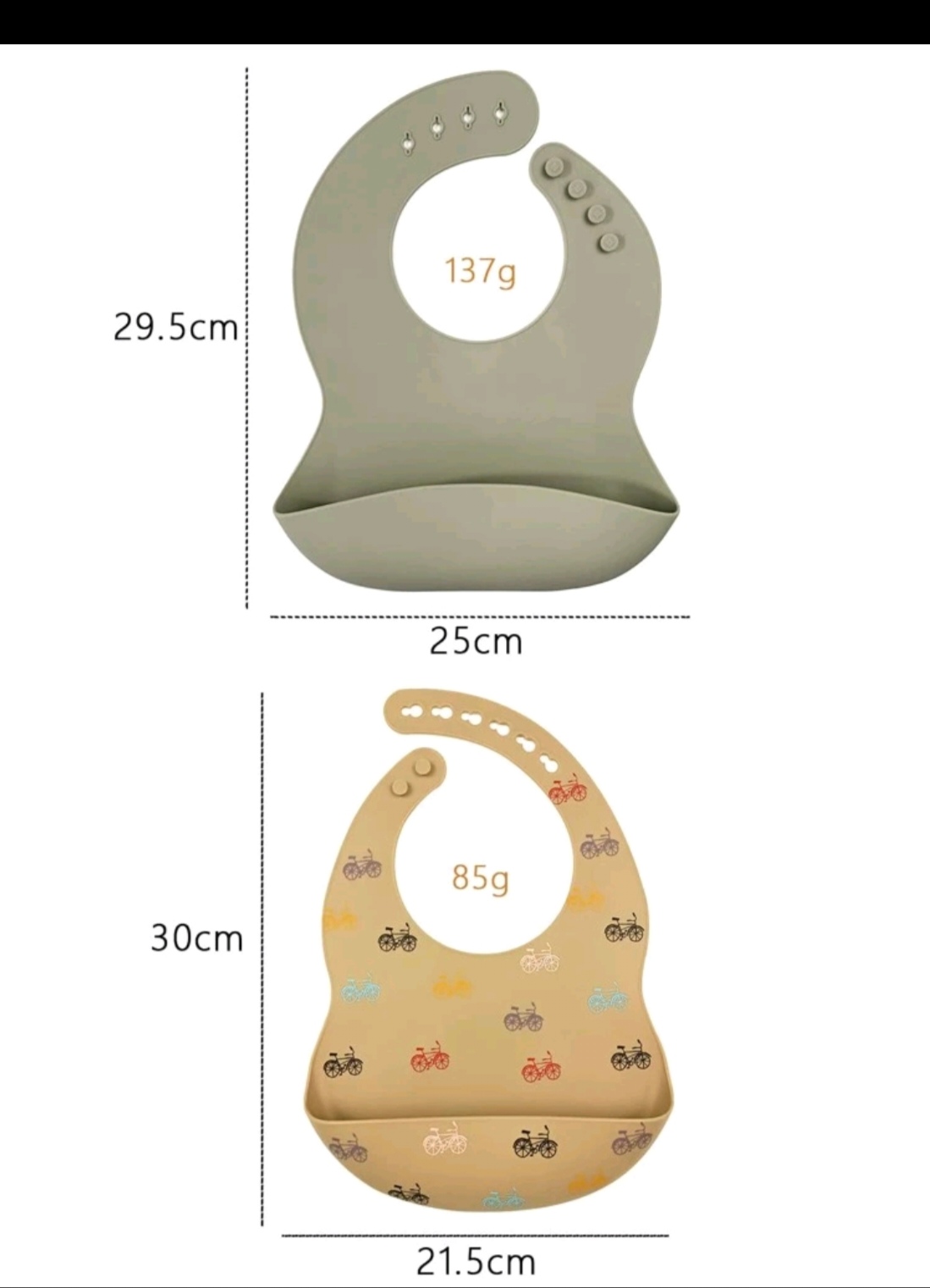 Lot de 2 bavoirs silicone ...2 tailles différentes