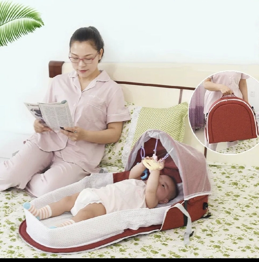 Superbe lit d'appoint portatif avec accessoires ( moustiquaire+ jouets)
