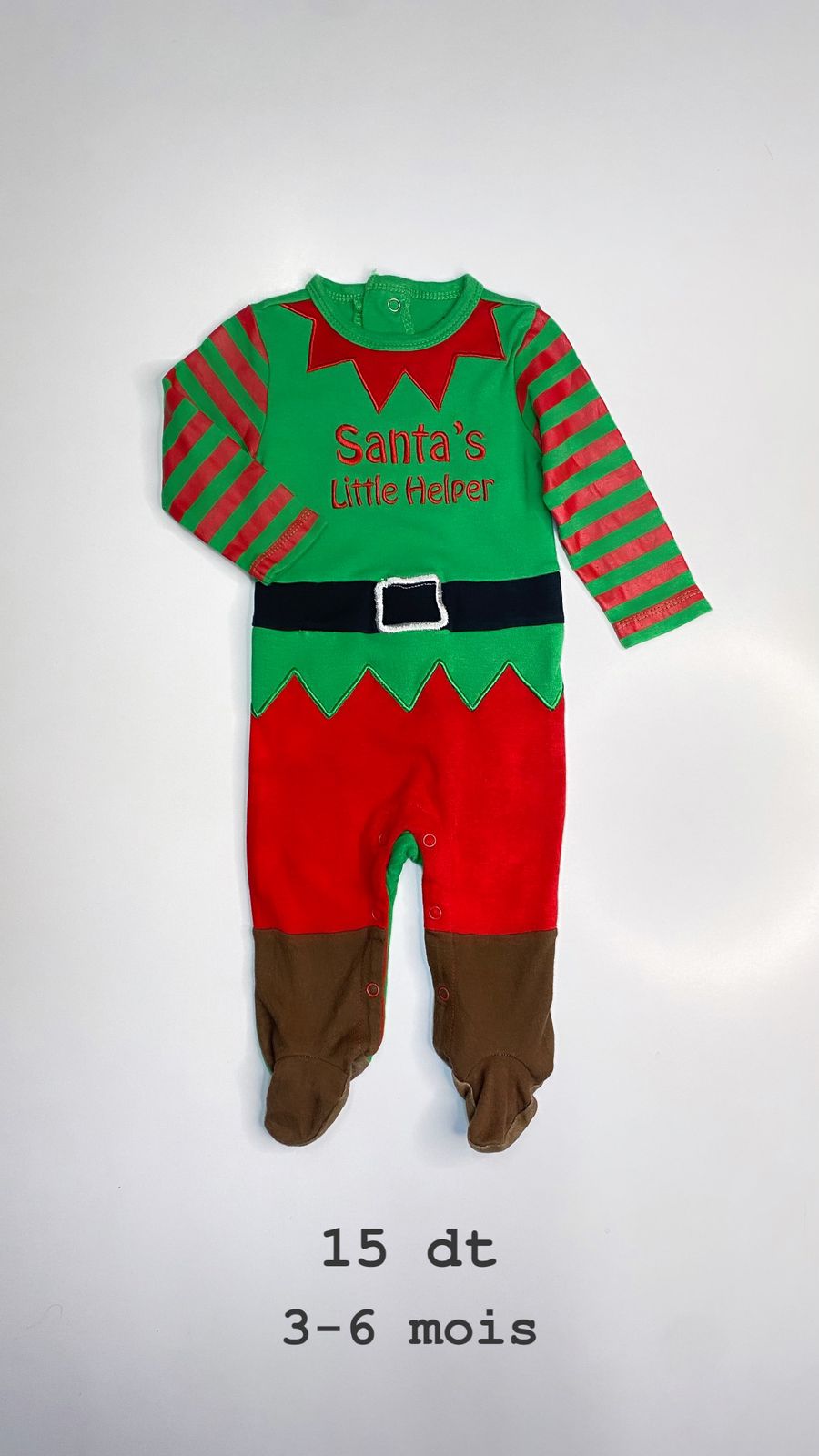Grenouillère molletonné Noël Santa Christmas réveillon 3-6 mois Ref100