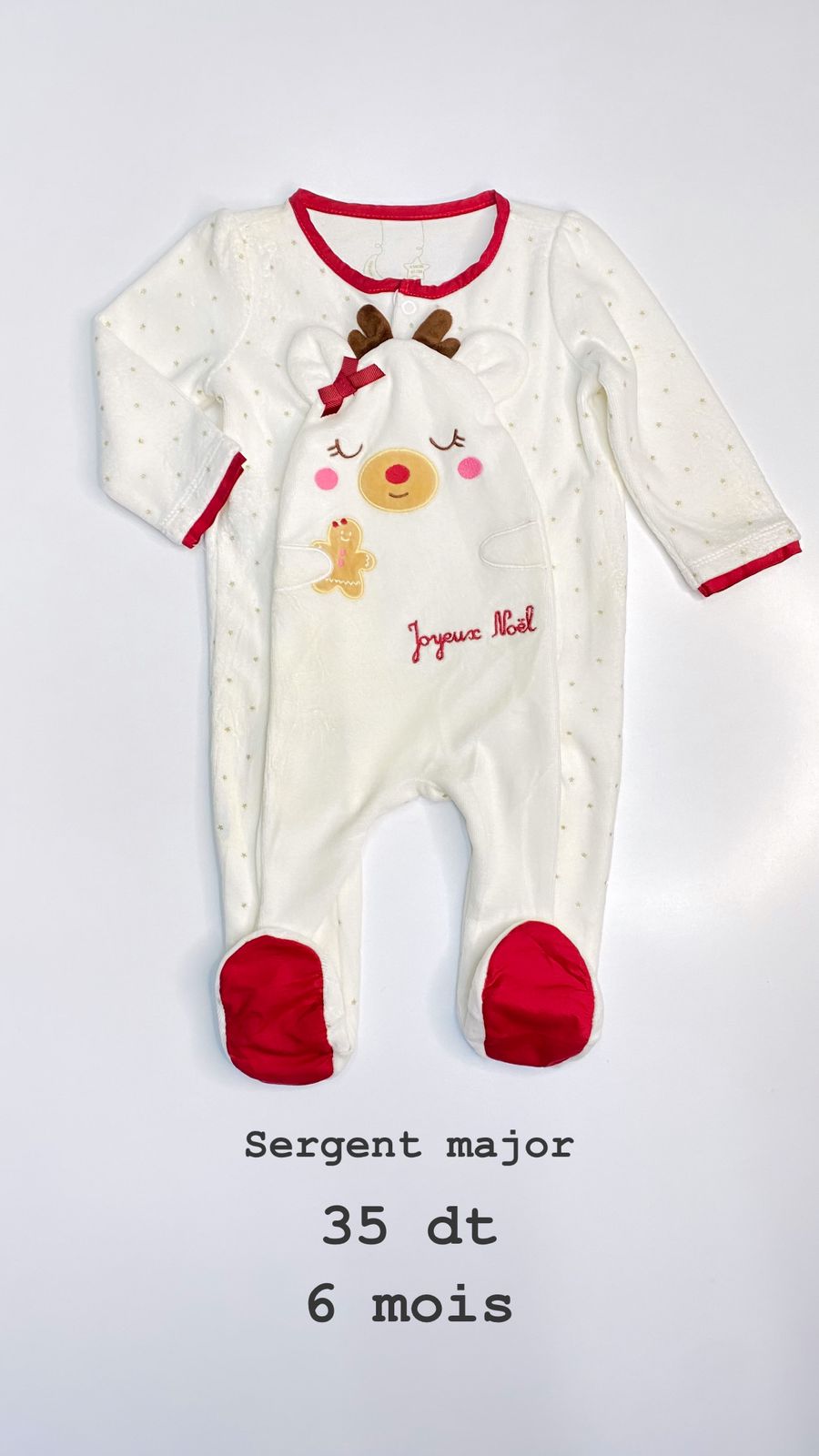 Grenouillère sergent major Noël Santa Christmas réveillon 6 mois Ref25