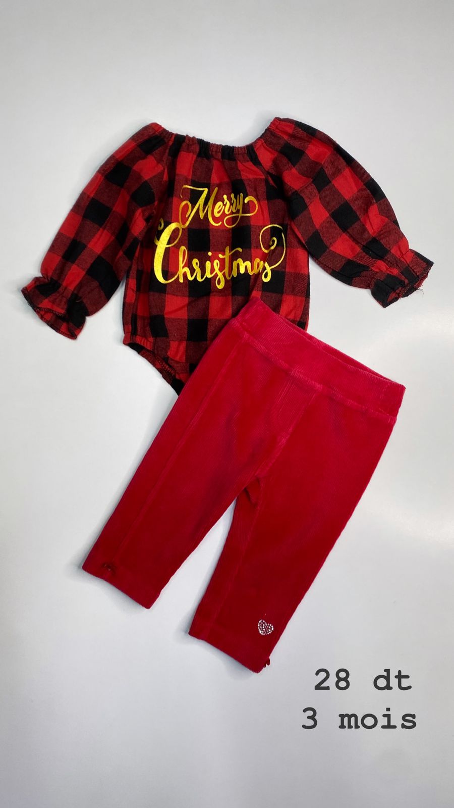Tenue Noël Santa Christmas réveillon 3 mois haut Ref100 bas ref25