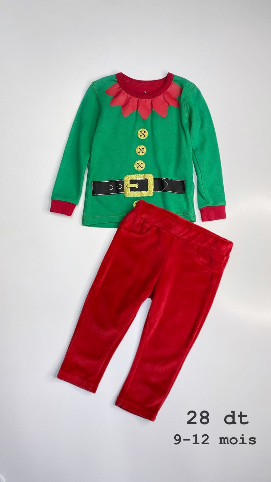 Tenue Noël Santa Christmas réveillon 9-12 mois haut Ref25 bas ref100