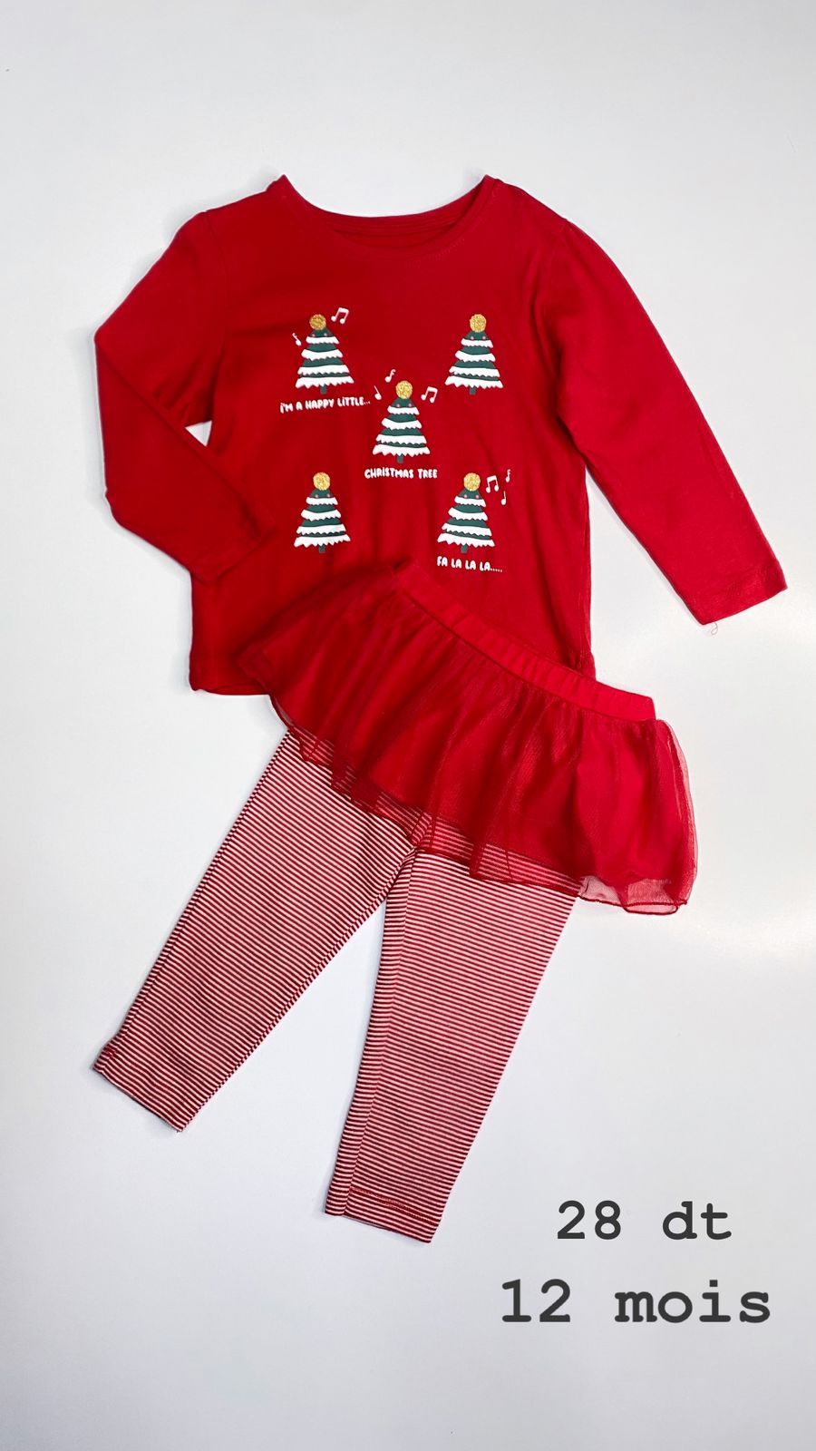 Tenue Noël Santa Christmas réveillon 12-18 mois haut ref60
