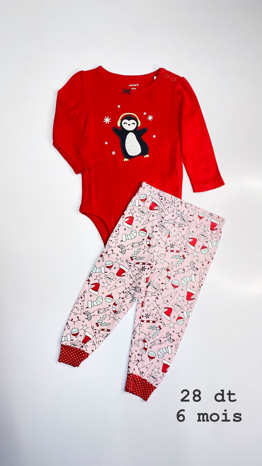 Tenue Noël Santa Christmas réveillon 6 mois haut Ref100