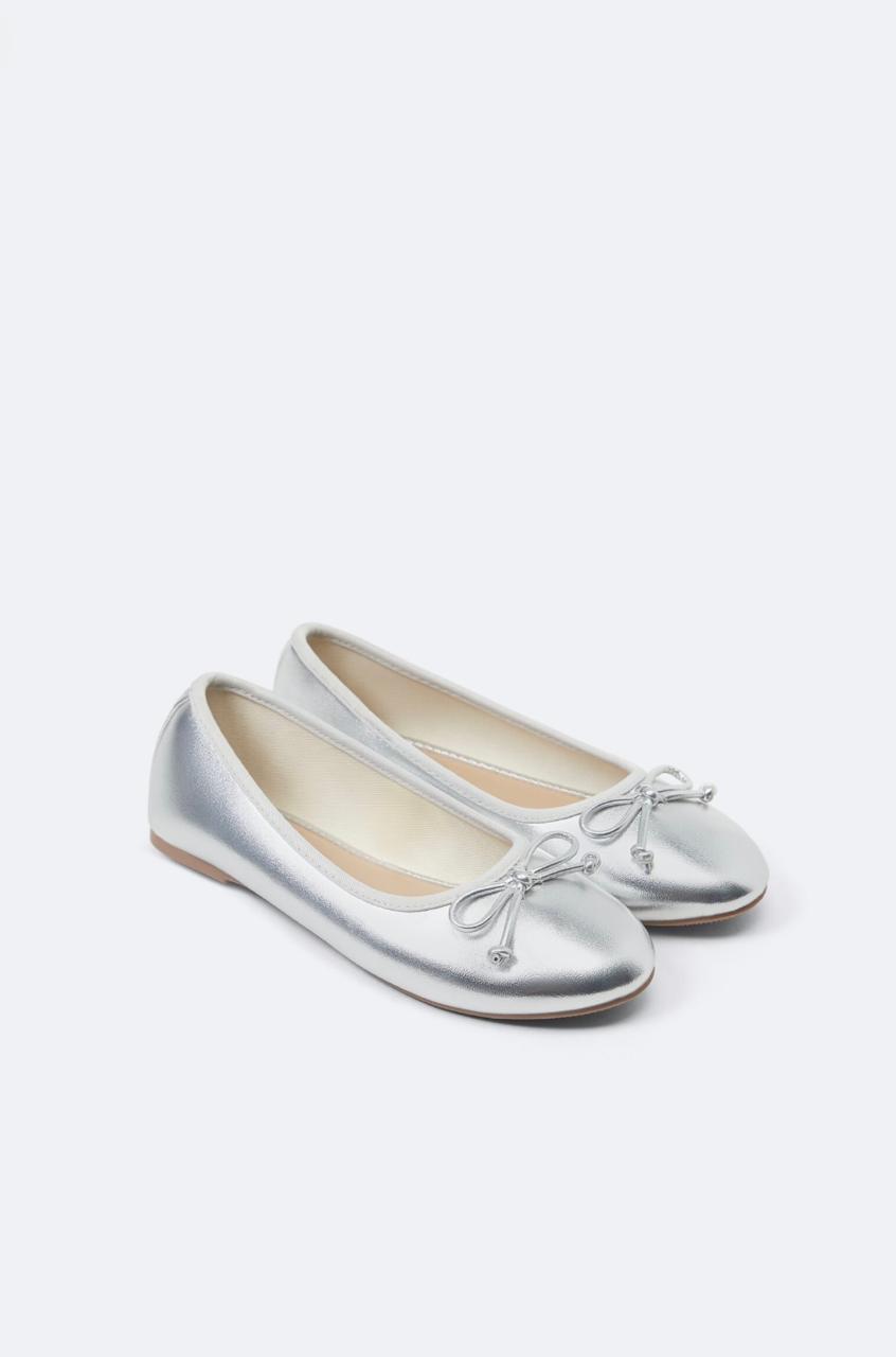Ballerines Lefties métallisées argenté avec nœud pointure 32