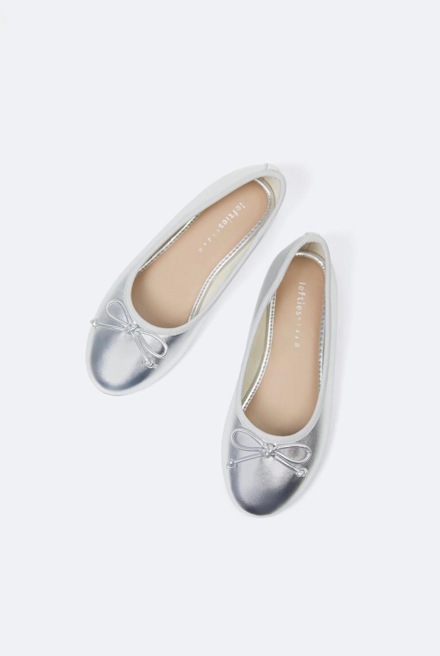 Ballerines Lefties métallisées argenté avec nœud pointure 32
