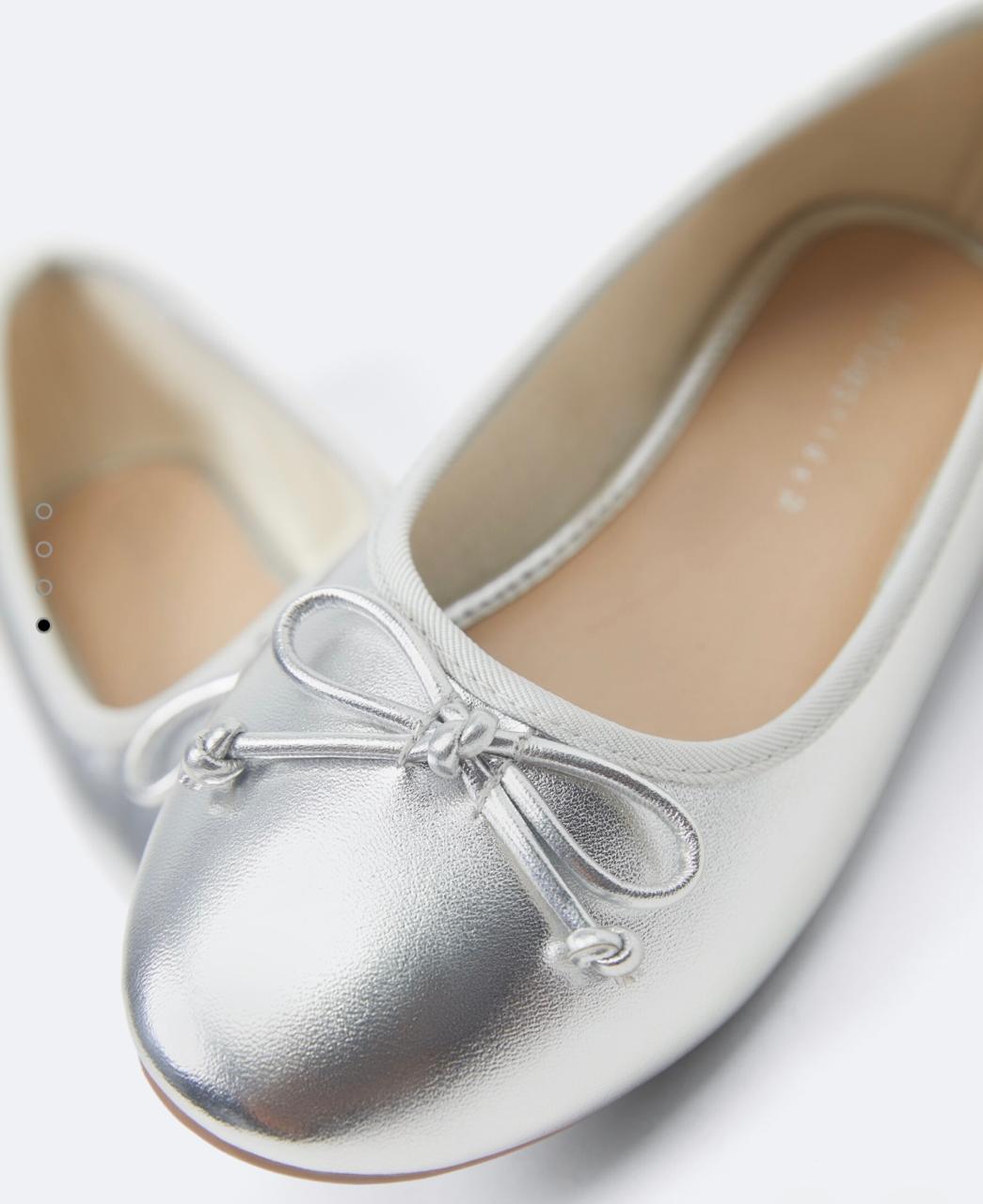 Ballerines Lefties métallisées argenté avec nœud pointure 32